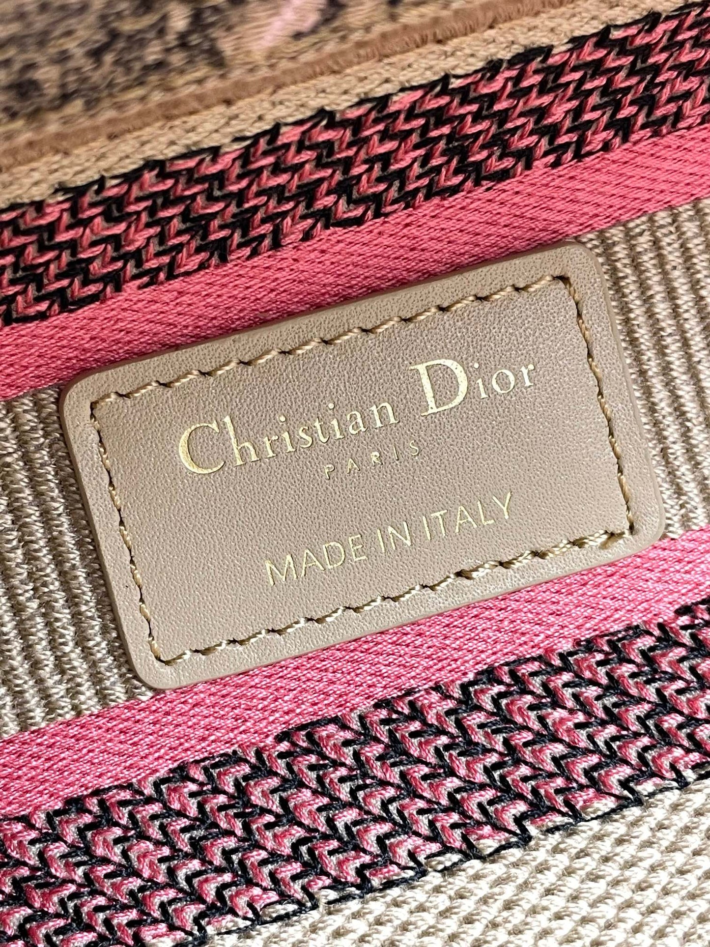 Dior Vintage Pink Embroidered Canvas Top Handle Shoulder Bag