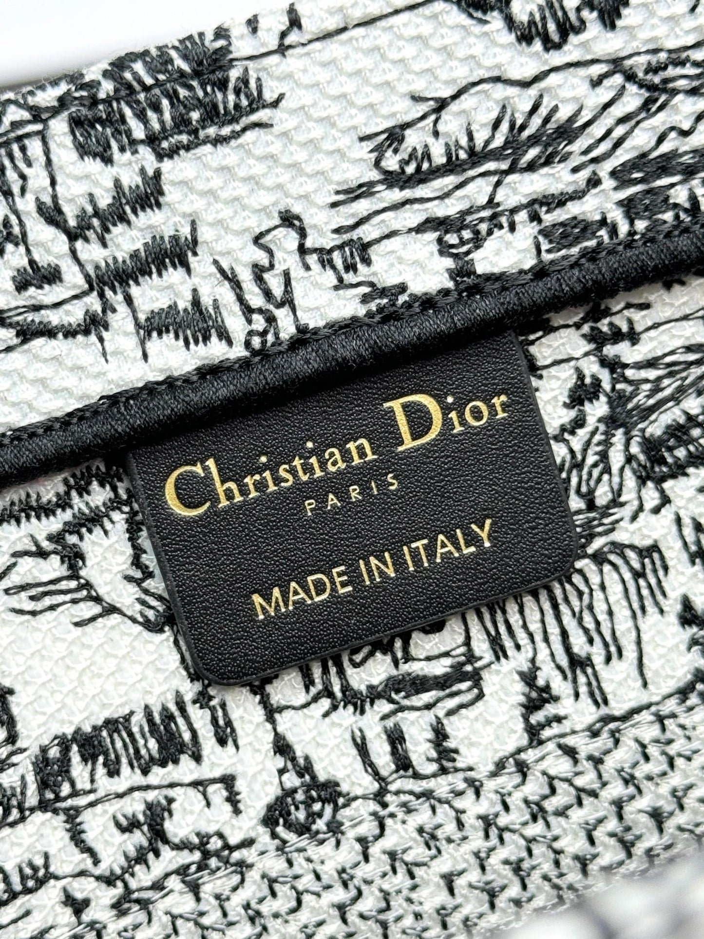 Dior Classic Black and White Toile Embroidered Canvas Tote Bag