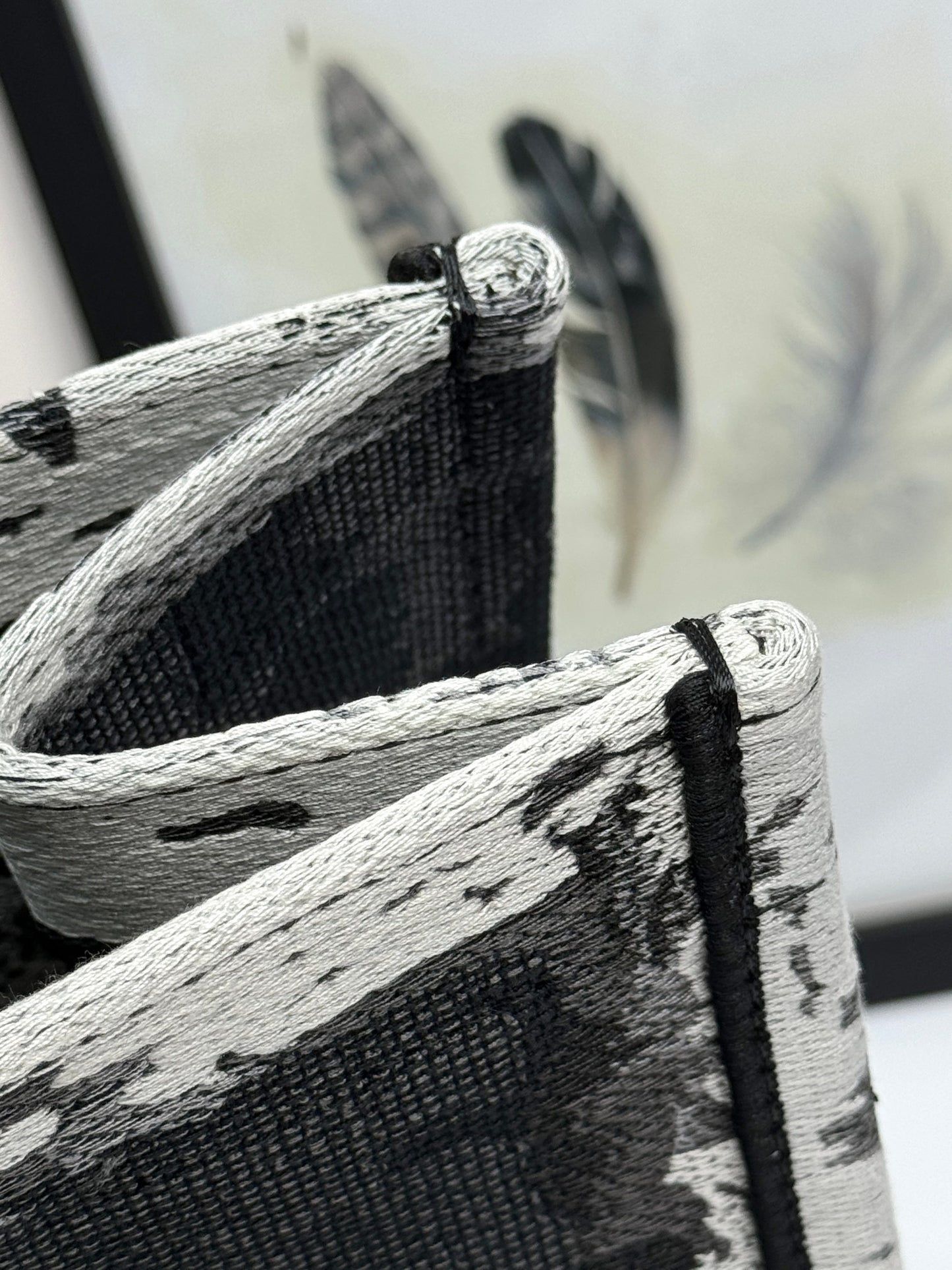 Dior Black and White Embroidered Architecture Canvas Tote Bag