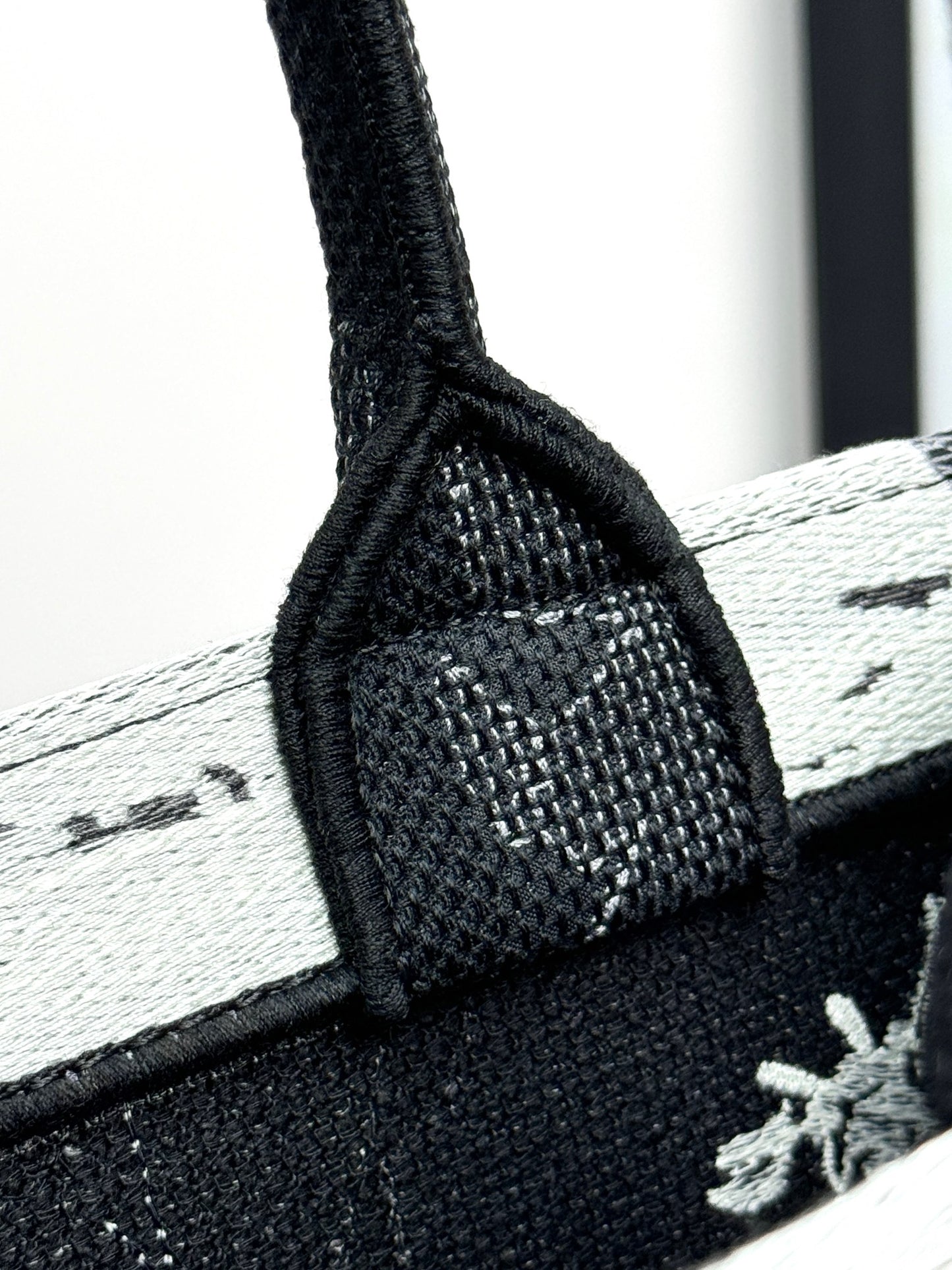 Christian Dior Black and White Book Tote Bag - Embroidery Canvas Handbag