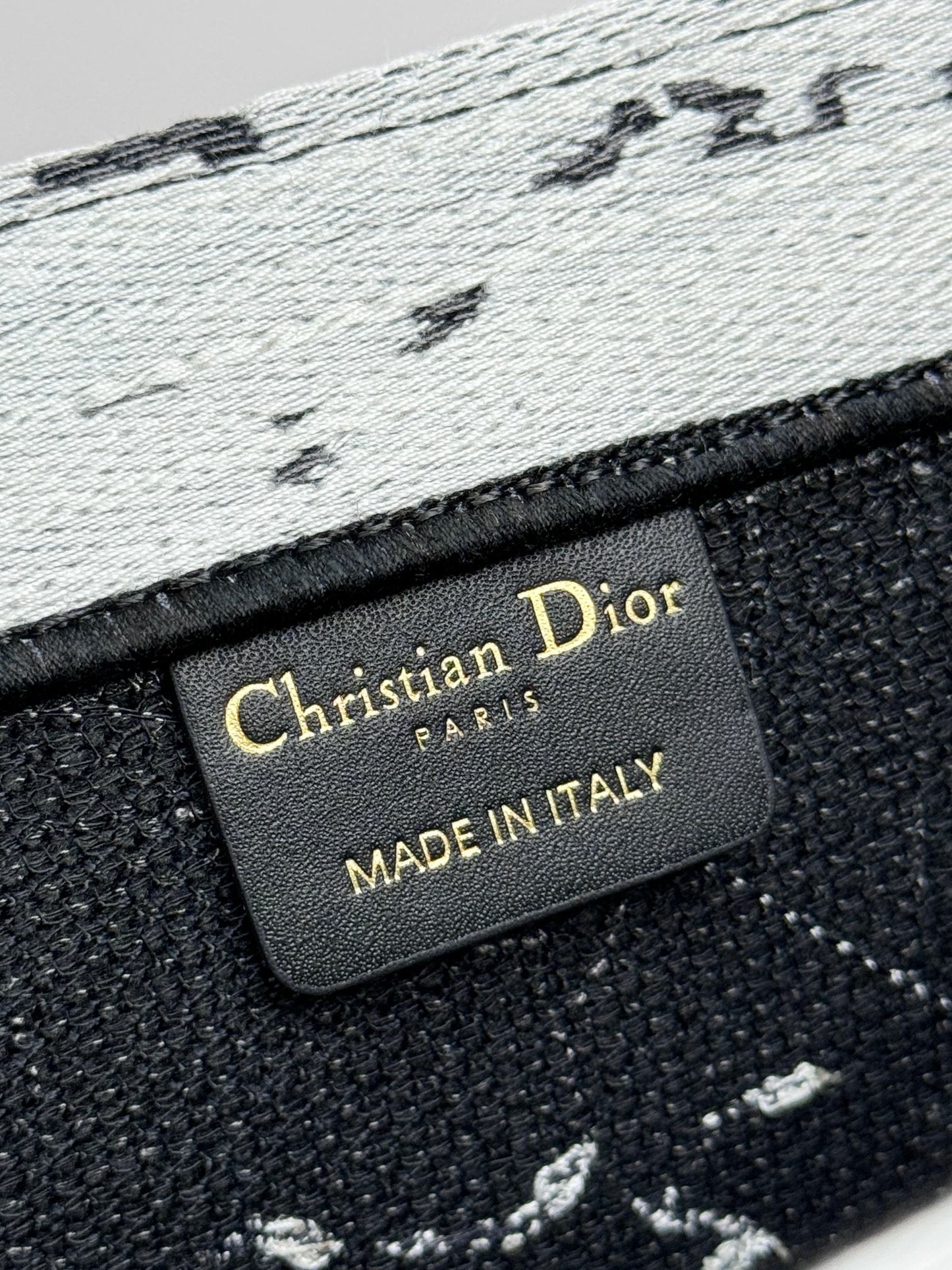 Dior Embroidered Black and White Graphic Canvas Tote Handbag