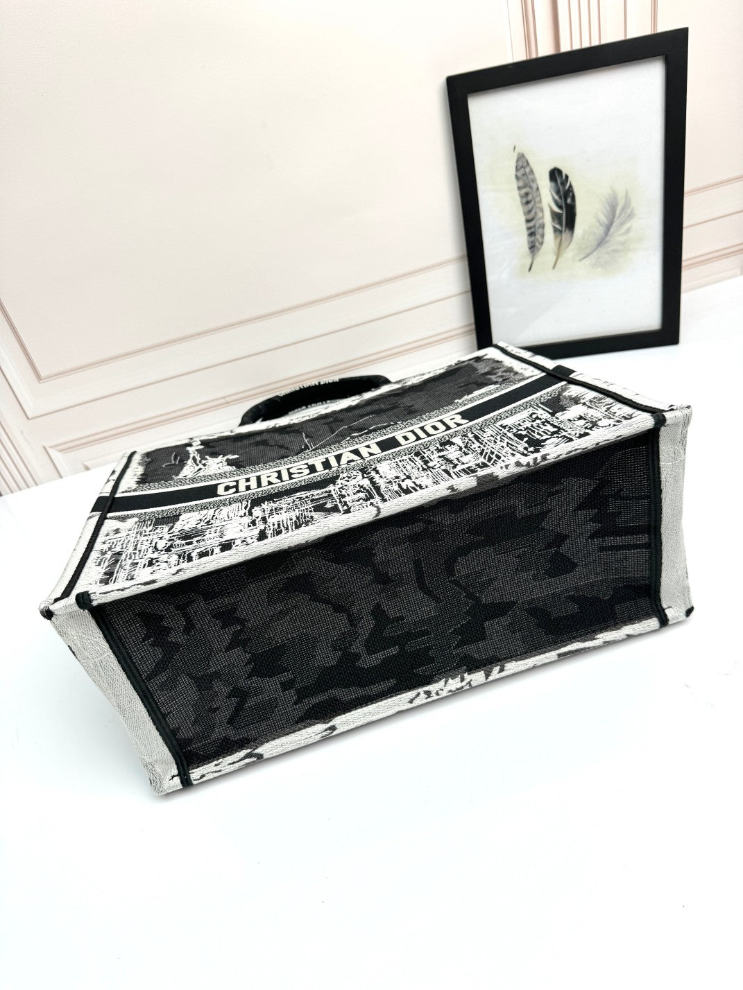 Dior Monochrome Statue of Liberty Graphic Canvas Tote Handbag