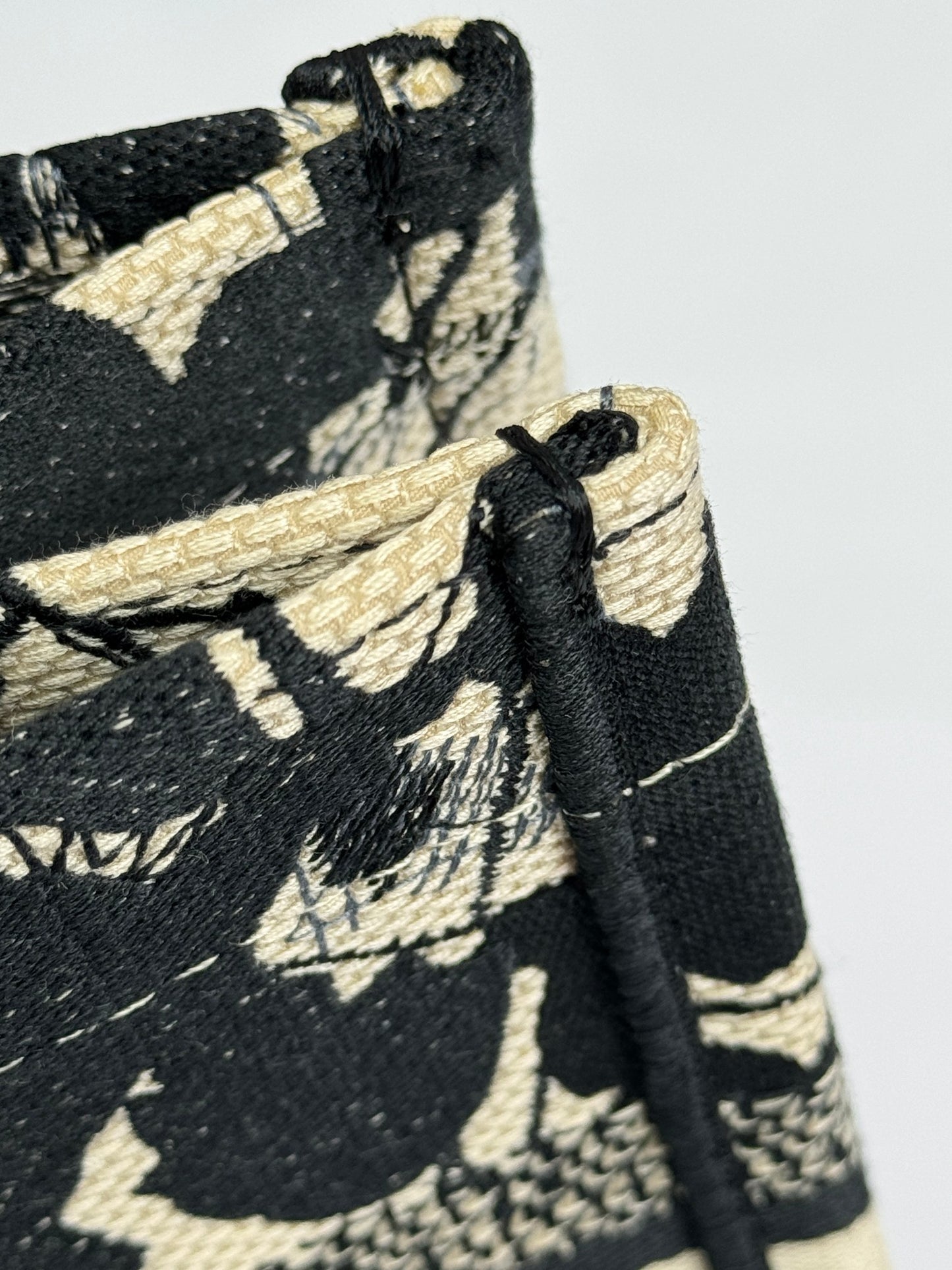 Dior Monochrome Floral Canvas Tote Bag Vintage Style Top Handle Handbag