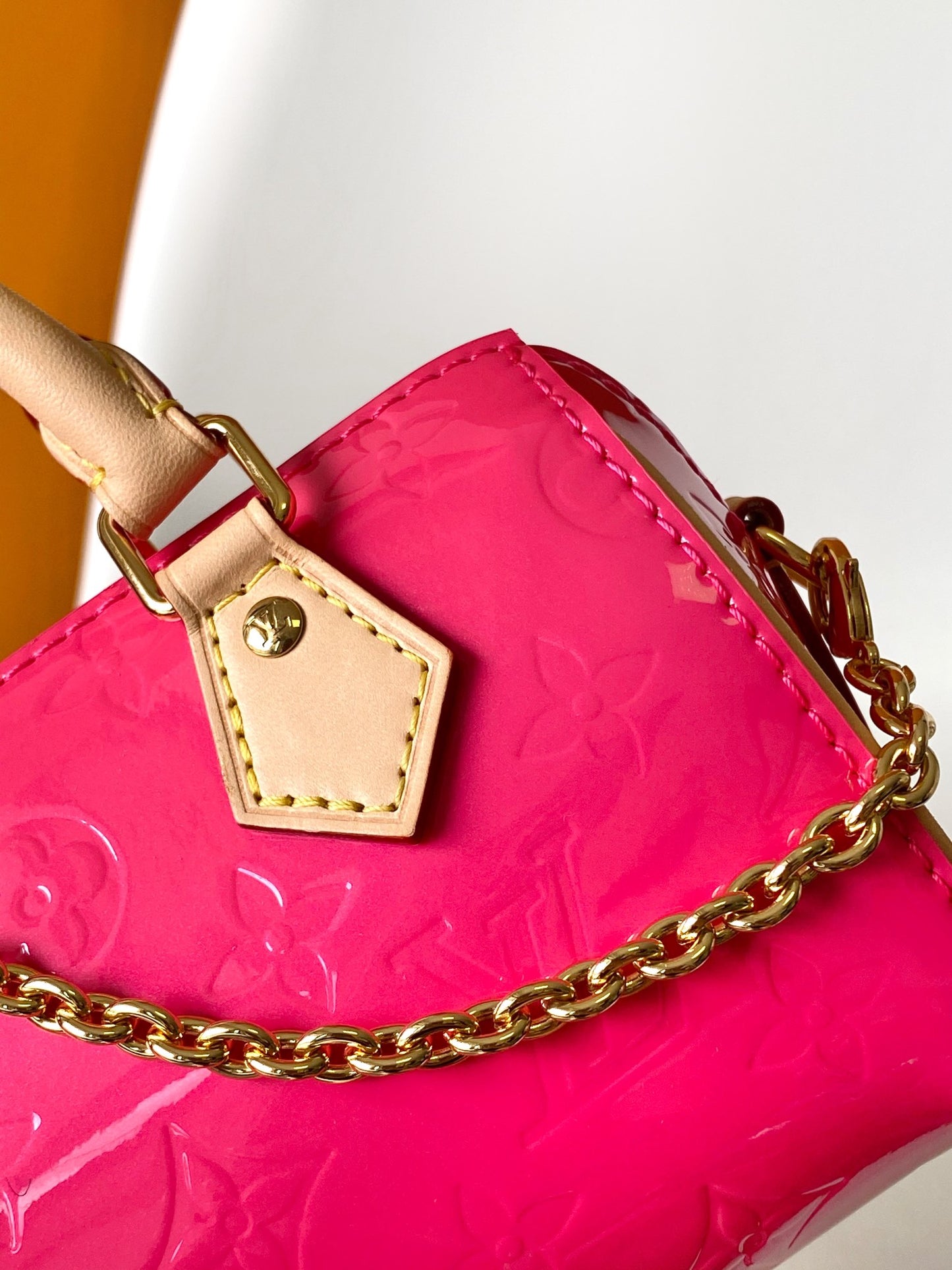 Louis Vuitton Bright Pink Embossed Patent Leather Mini Top Handle Crossbody Bag