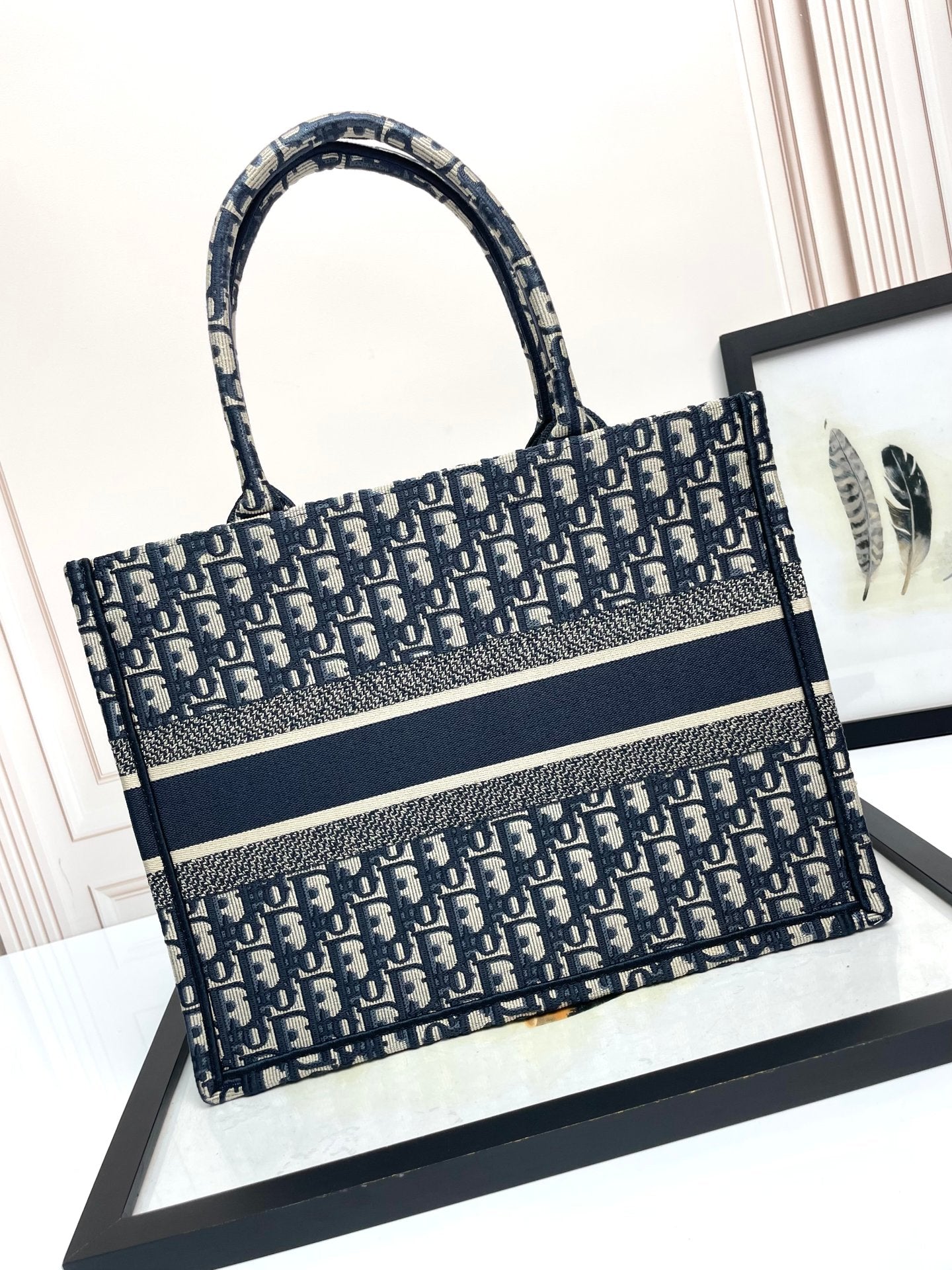 Christian Dior Book Tote - Blue Dior Oblique Embroidery