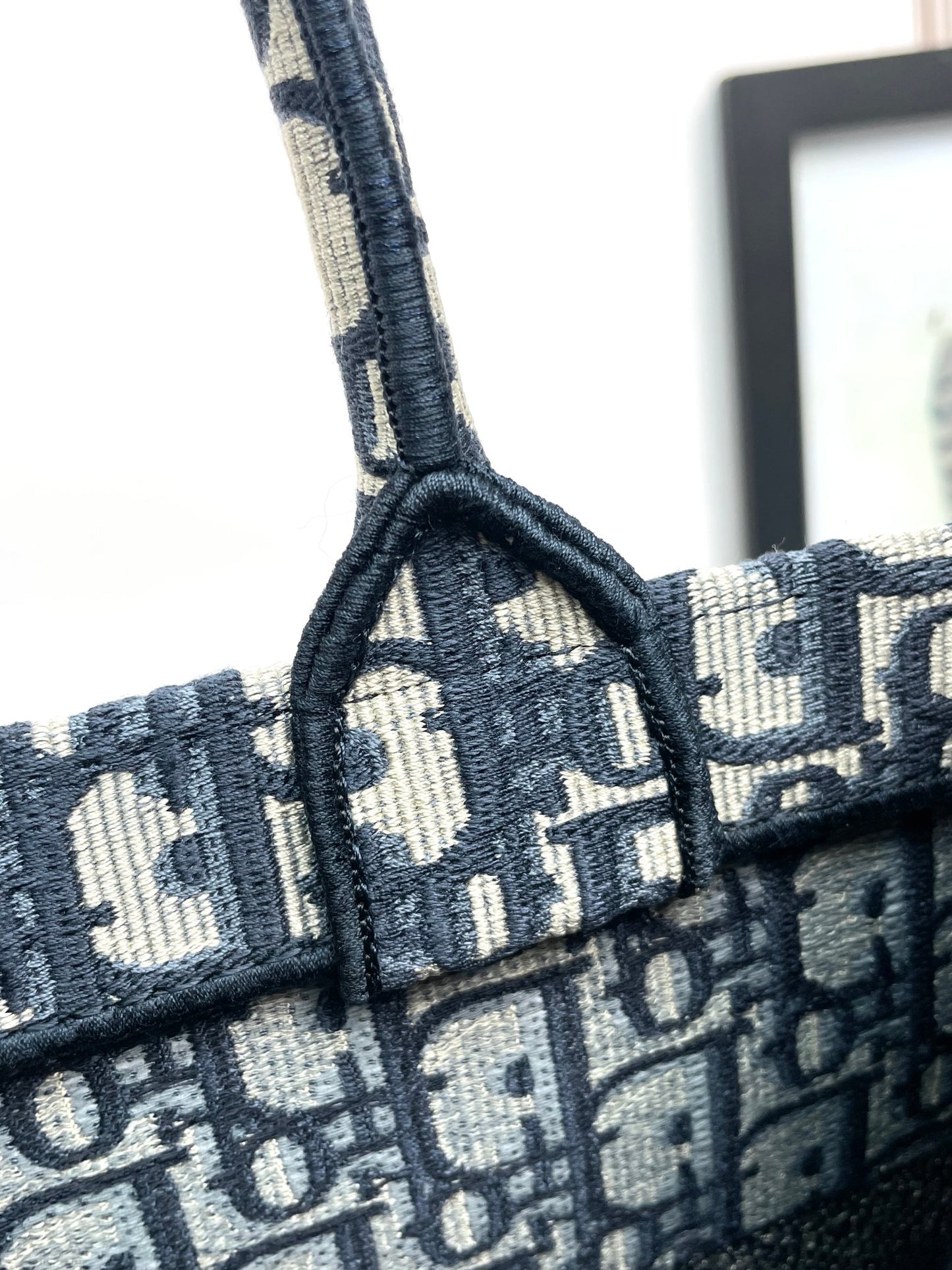 Christian Dior Book Tote Bag - Blue Dior Oblique Embroidery