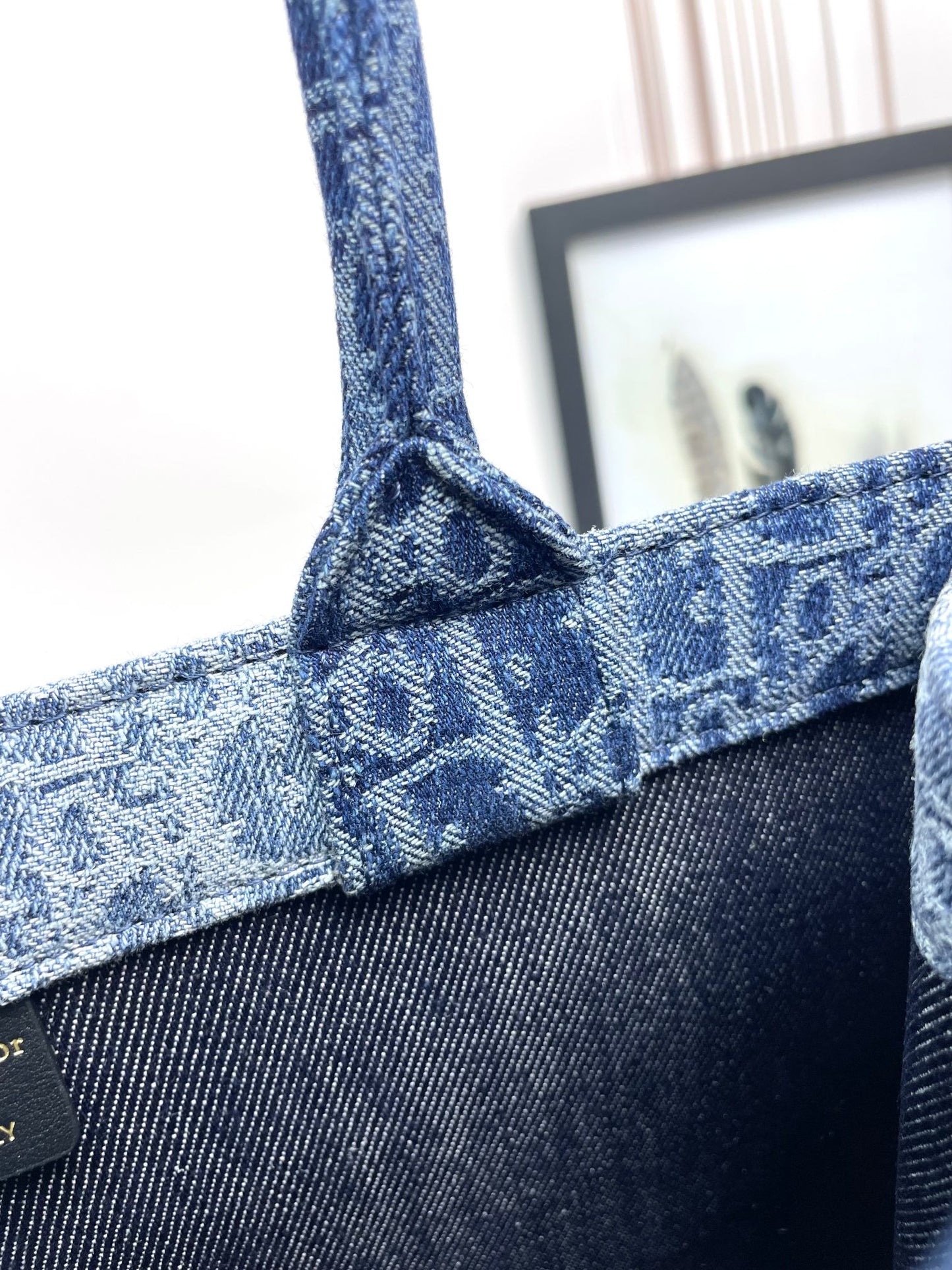 Dior Blue Monogram Embroidered Canvas Tote Bag Luxury Style Handbag