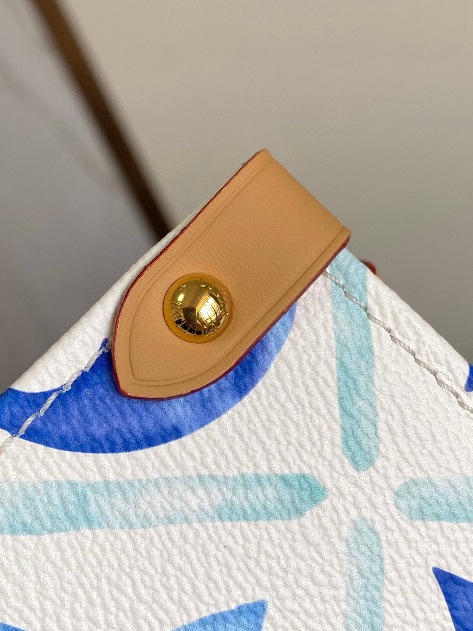 Louis Vuitton Blue Floral Monogram Pattern Large Tote Bag with Leather Handles