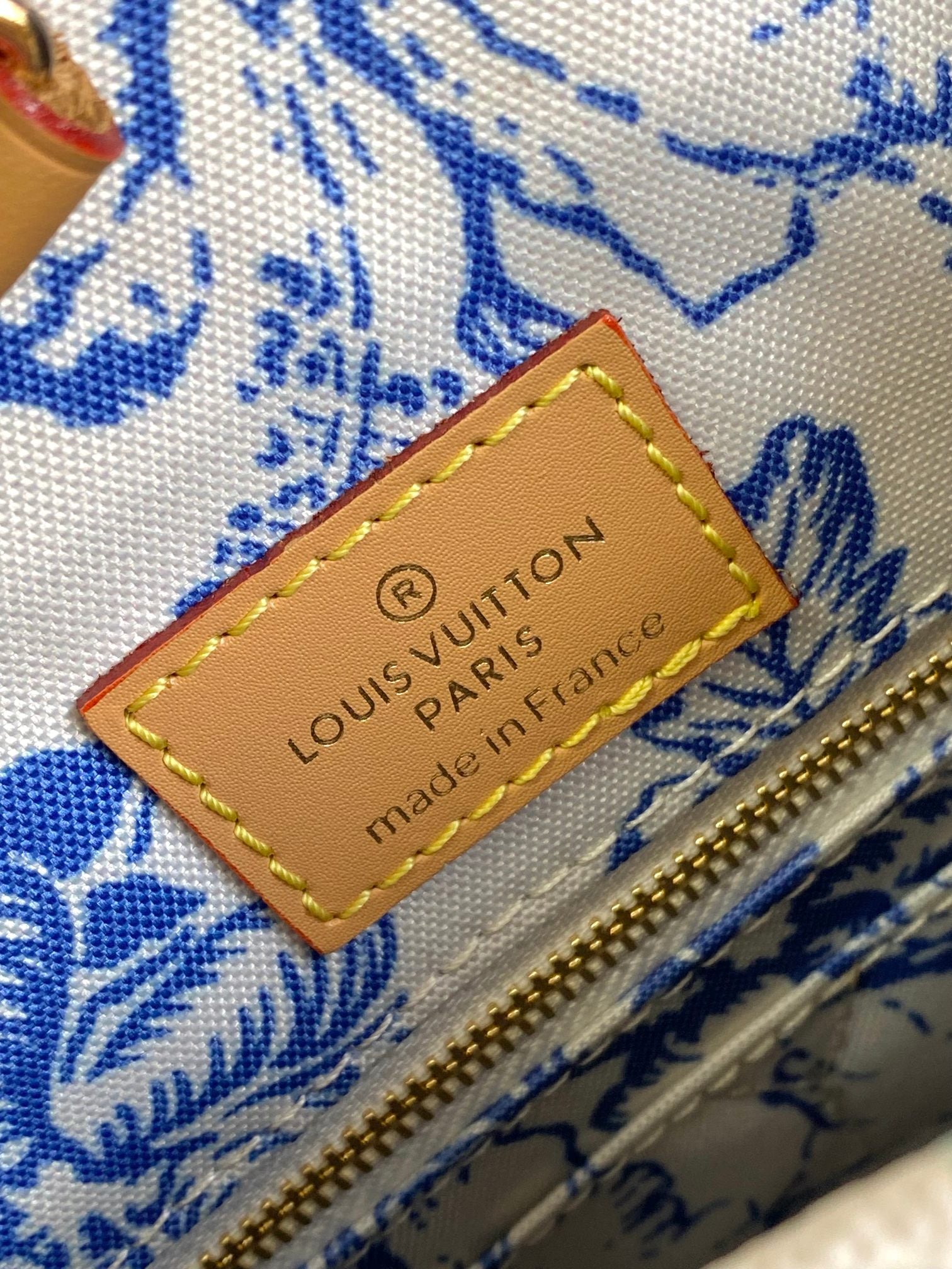Louis Vuitton Blue Floral Monogram Pattern Large Tote Bag with Leather Handles