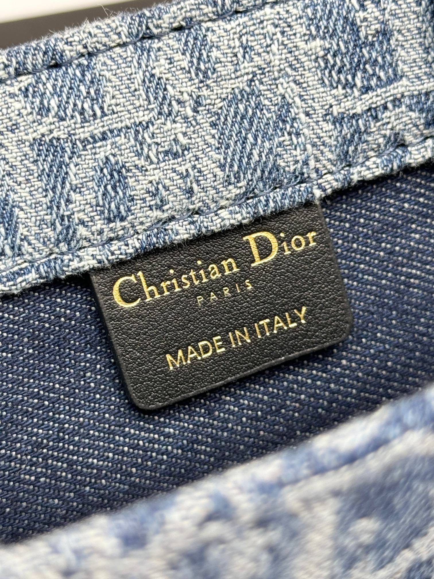 Dior Blue Denim Monogram Jacquard Top Handle Bag with Shoulder Strap