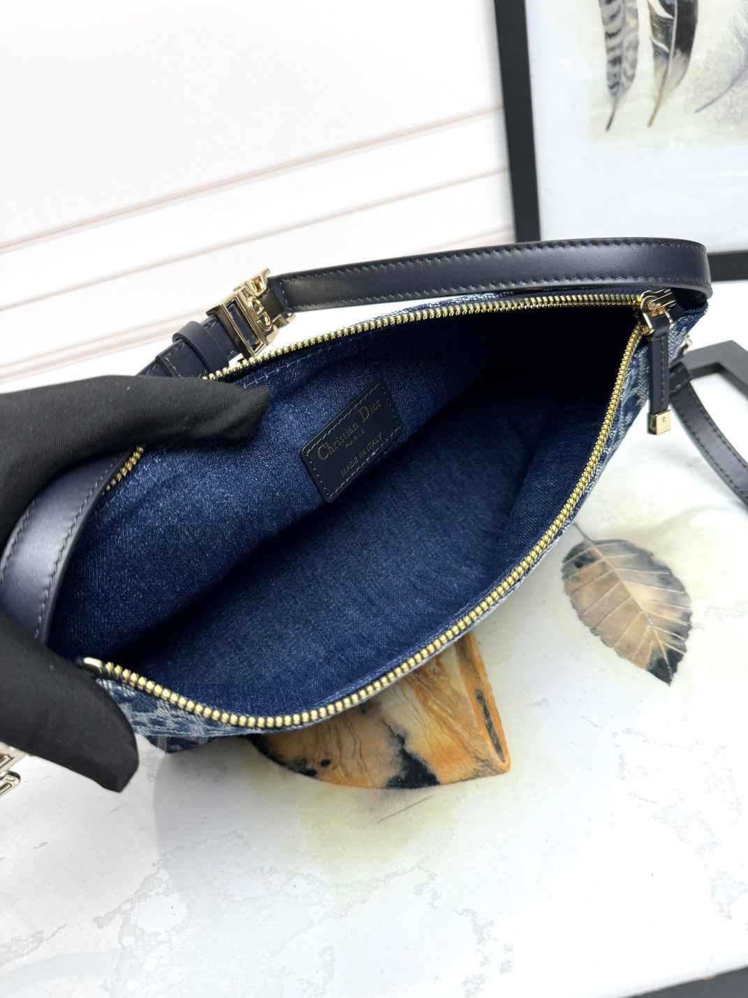 Dior Blue Monogram Jacquard Shoulder Bag with Detachable Crossbody Strap