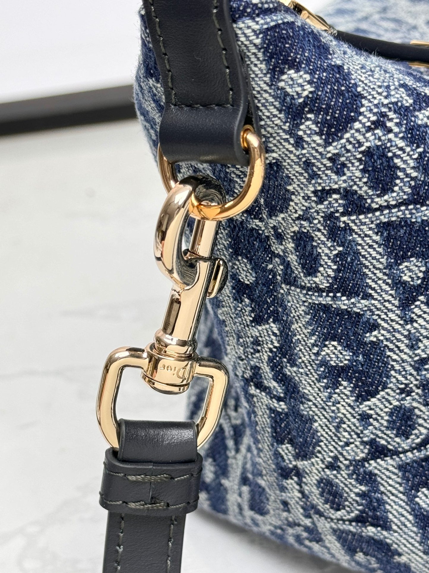 Dior Classic Blue Monogram Canvas Baguette Shoulder Bag with Strap