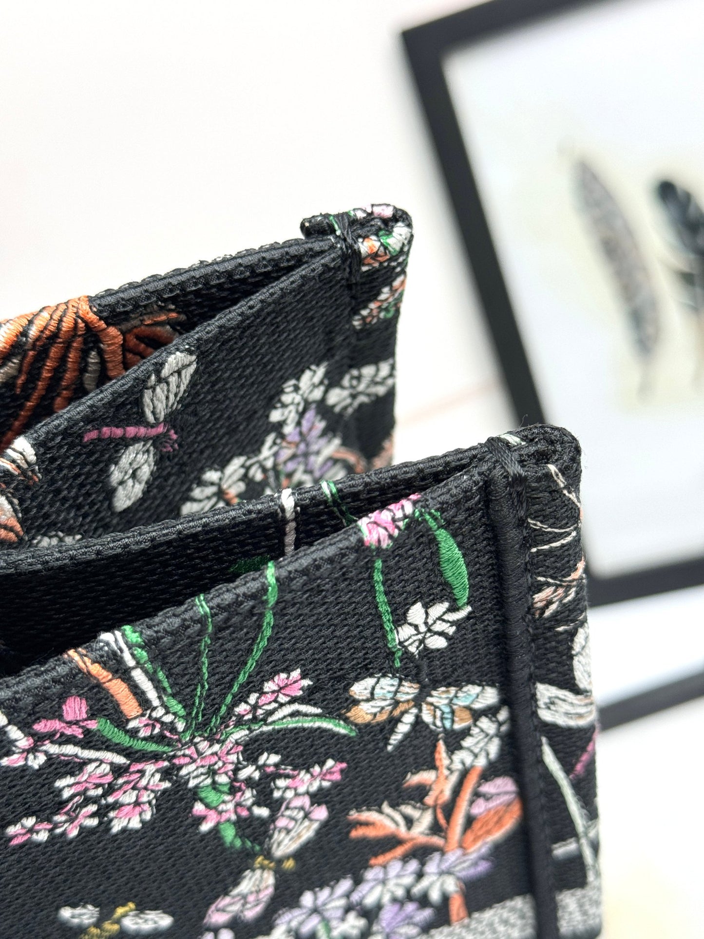 Dior Black Embroidered Wildflower and Dragonfly Canvas Tote Bag
