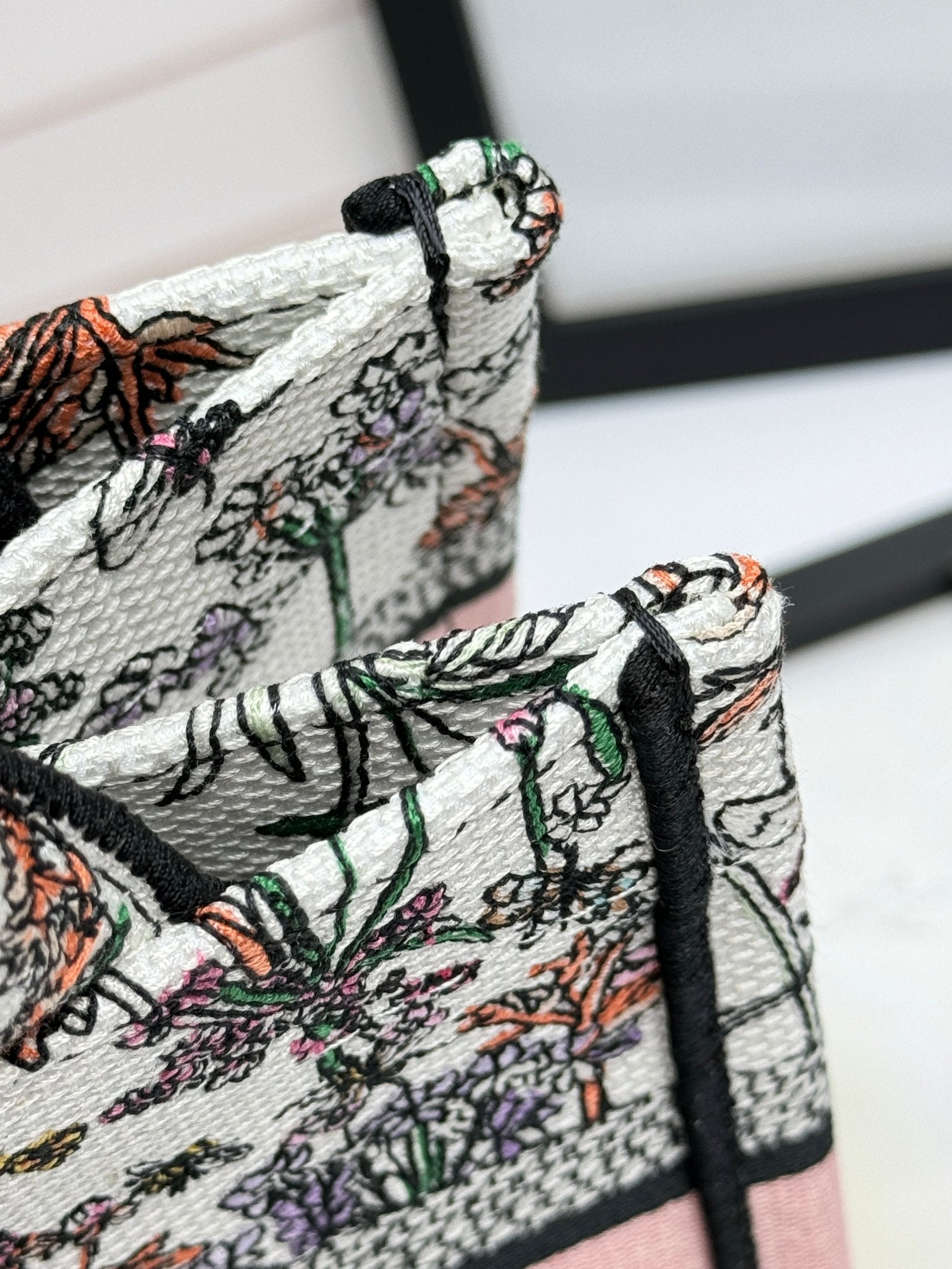 Dior Vintage Botanical Floral Embroidered Canvas Tote Bag