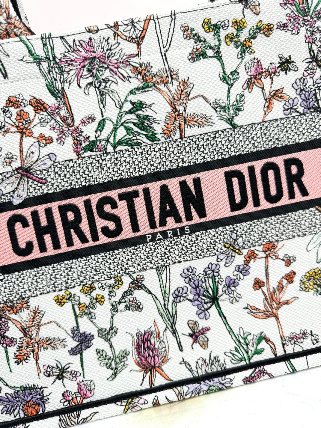 Christian Dior Book Tote - Floral Multicolor Canvas Large Handbag