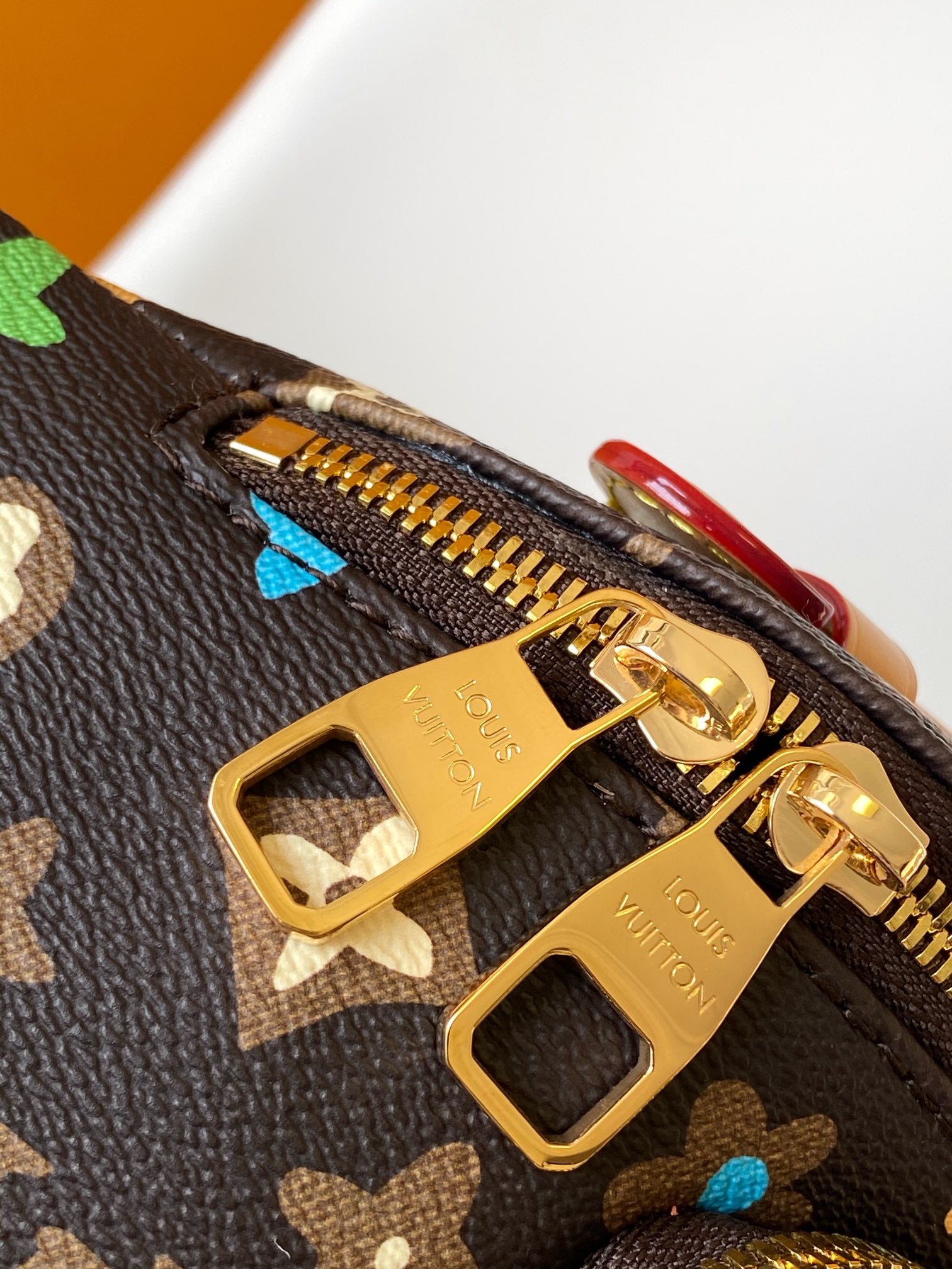 Louis Vuitton Luxury Brown Monogram Waist Bag with Colorful Flower Patterns