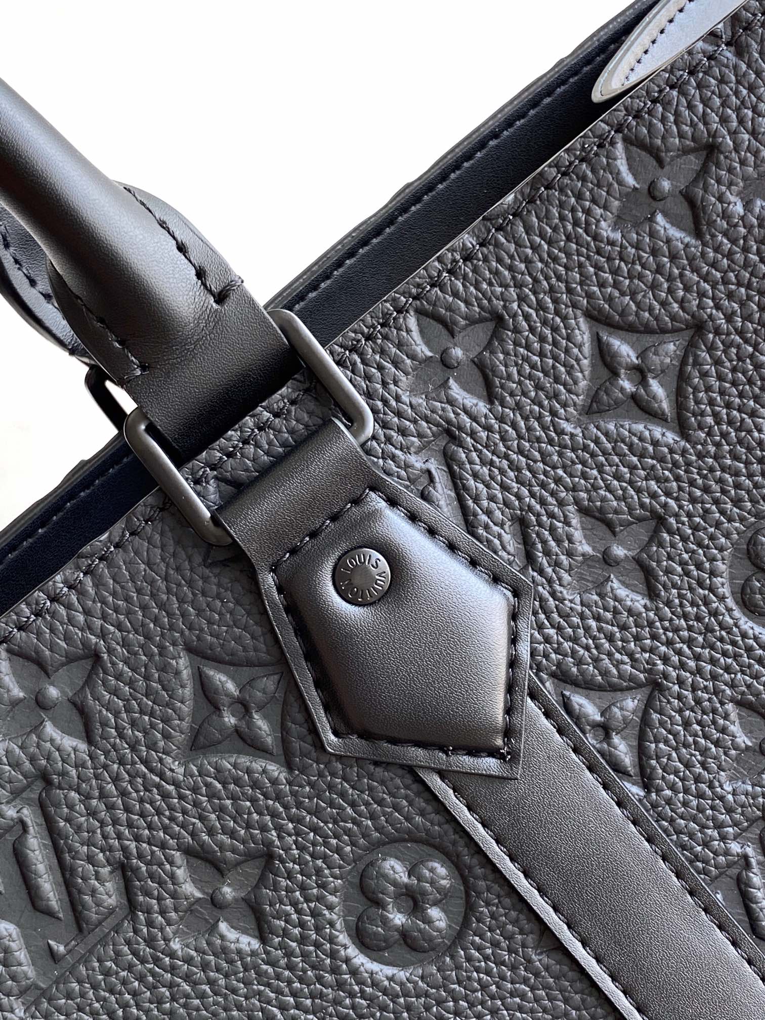 Louis Vuitton Black Embossed Leather Structured Business Tote Handbag