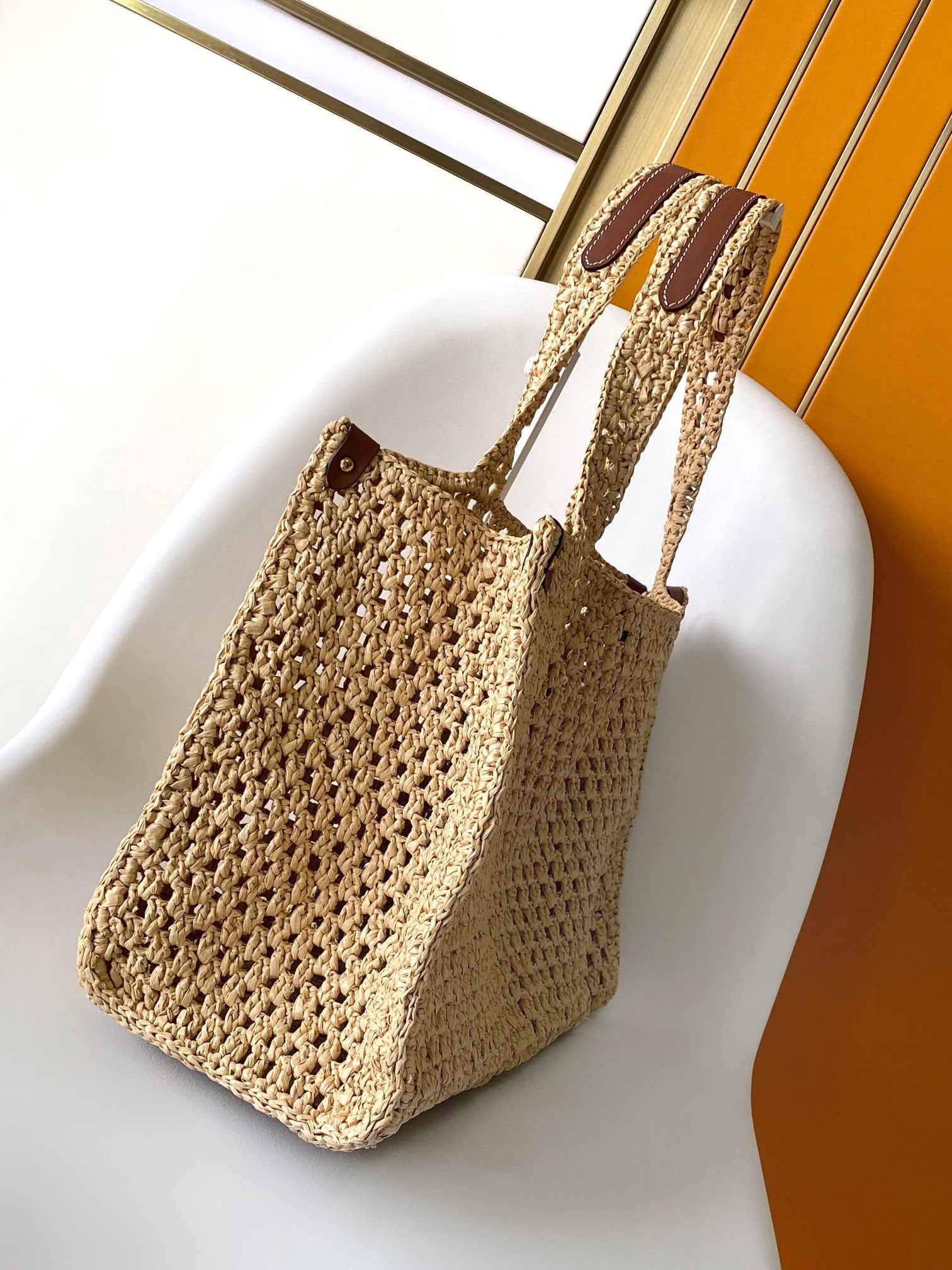 Louis Vuitton OnTheGo MM Raffia Monogram Tote Bag - Natural/Tan