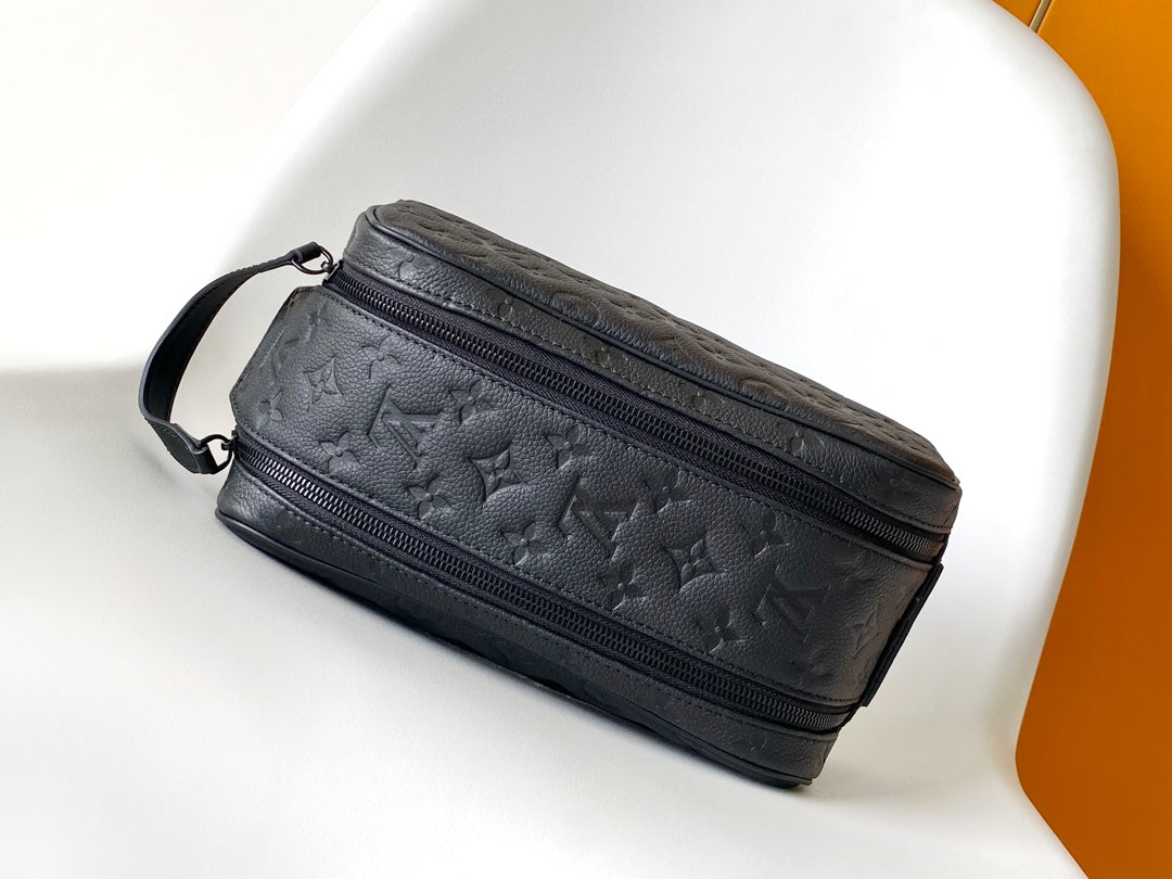 Louis Vuitton Black Embossed Pattern Travel Toiletry Bag and Dopp Kit