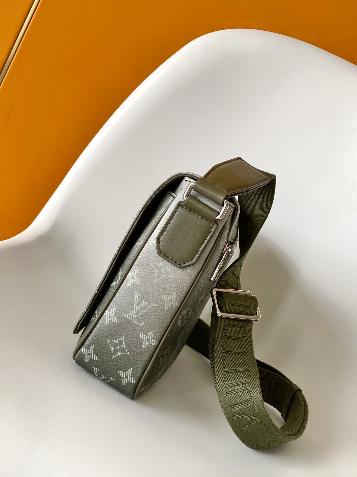 Louis Vuitton Sage Grey Ombre Monogram Crossbody Flap Messenger Bag
