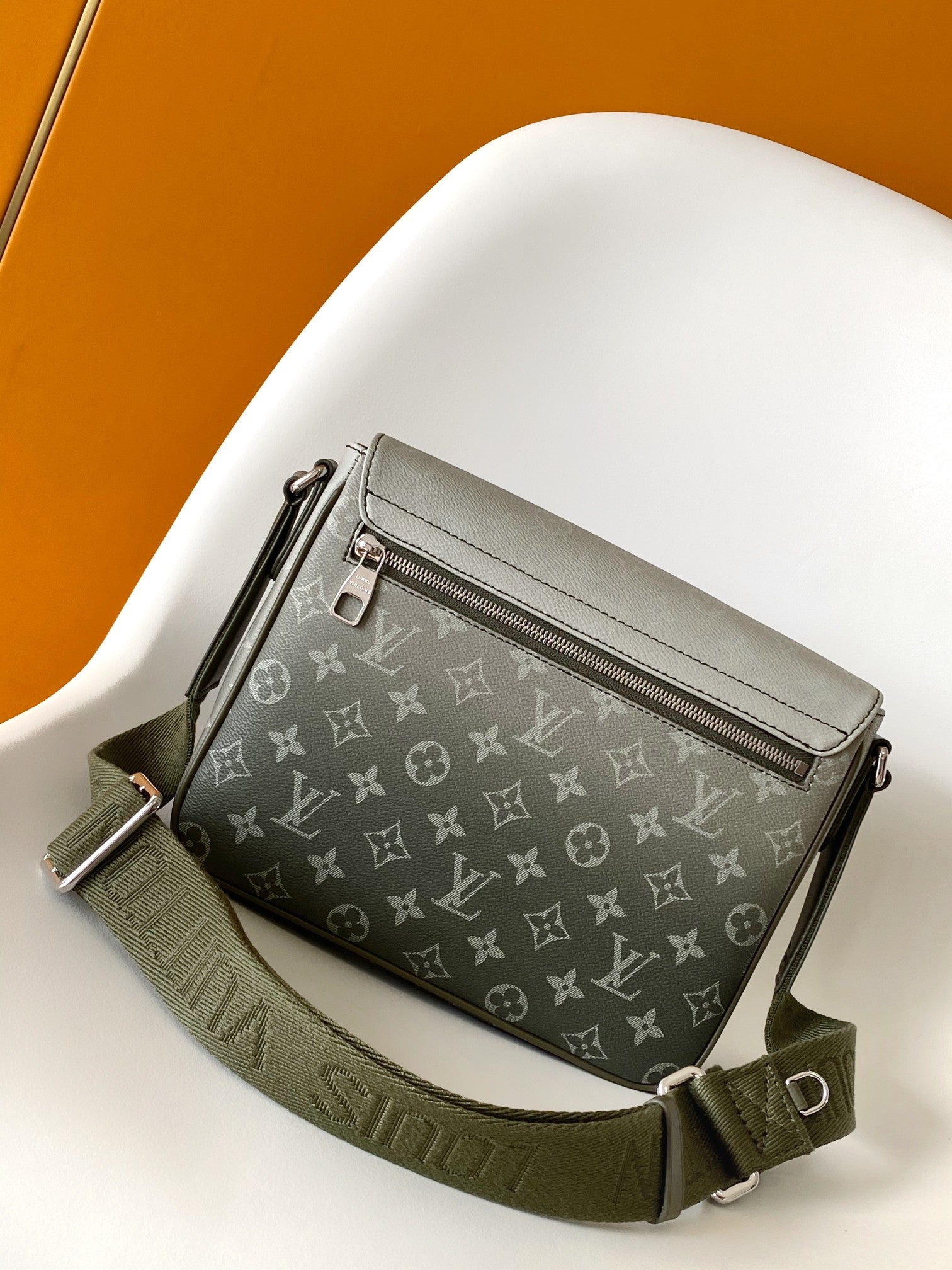 Louis Vuitton Sage Grey Ombre Monogram Crossbody Flap Messenger Bag