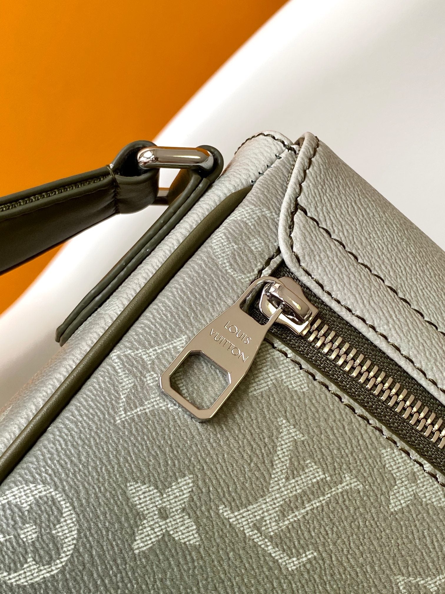 Louis Vuitton Sage Grey Ombre Monogram Crossbody Flap Messenger Bag