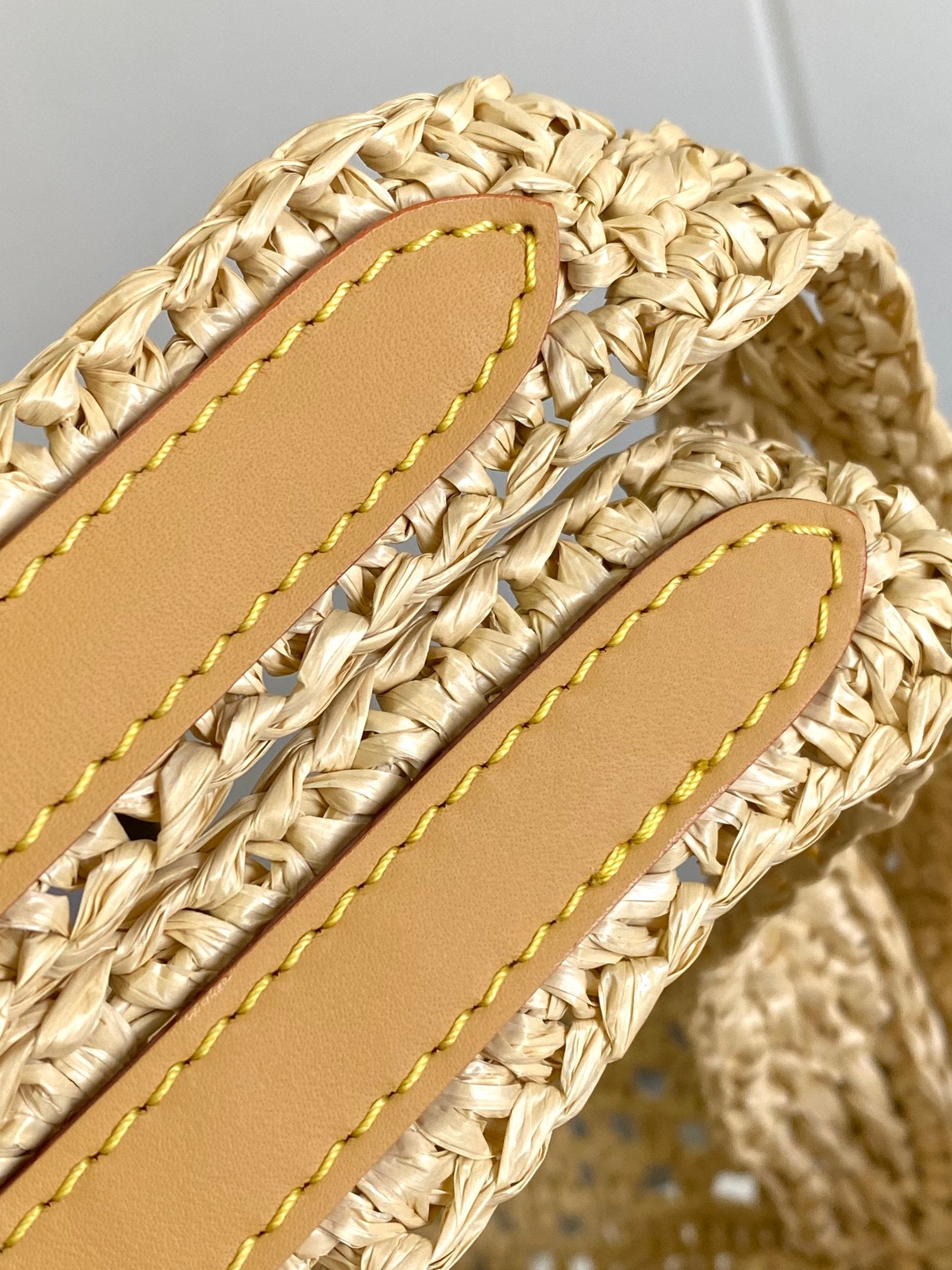 Louis Vuitton Beige Woven Straw Crochet Tote Bag Summer Beach Shoulder Bag