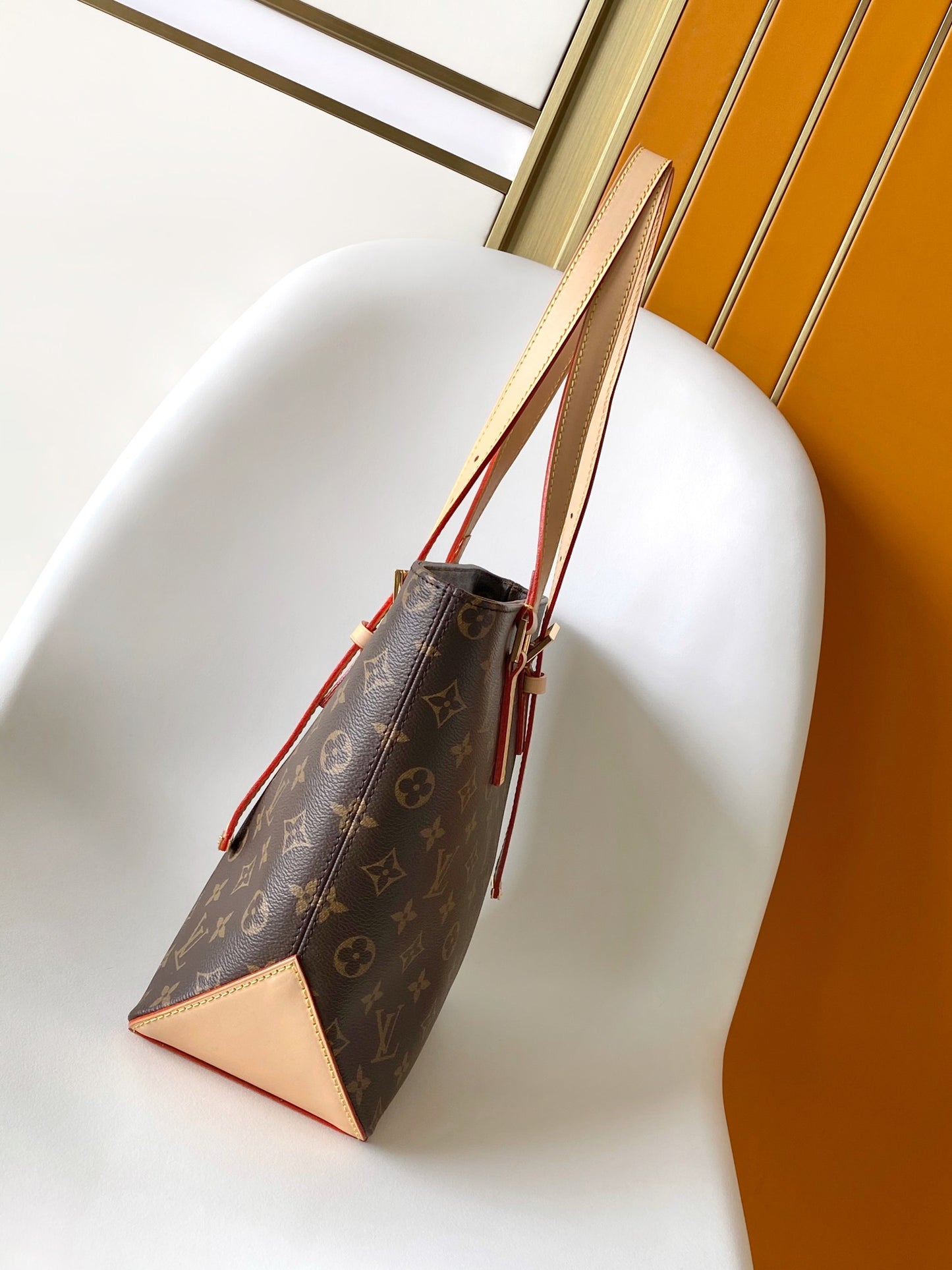 Louis Vuitton Classic Monogram Canvas Tote Bag with Leather Shoulder Straps