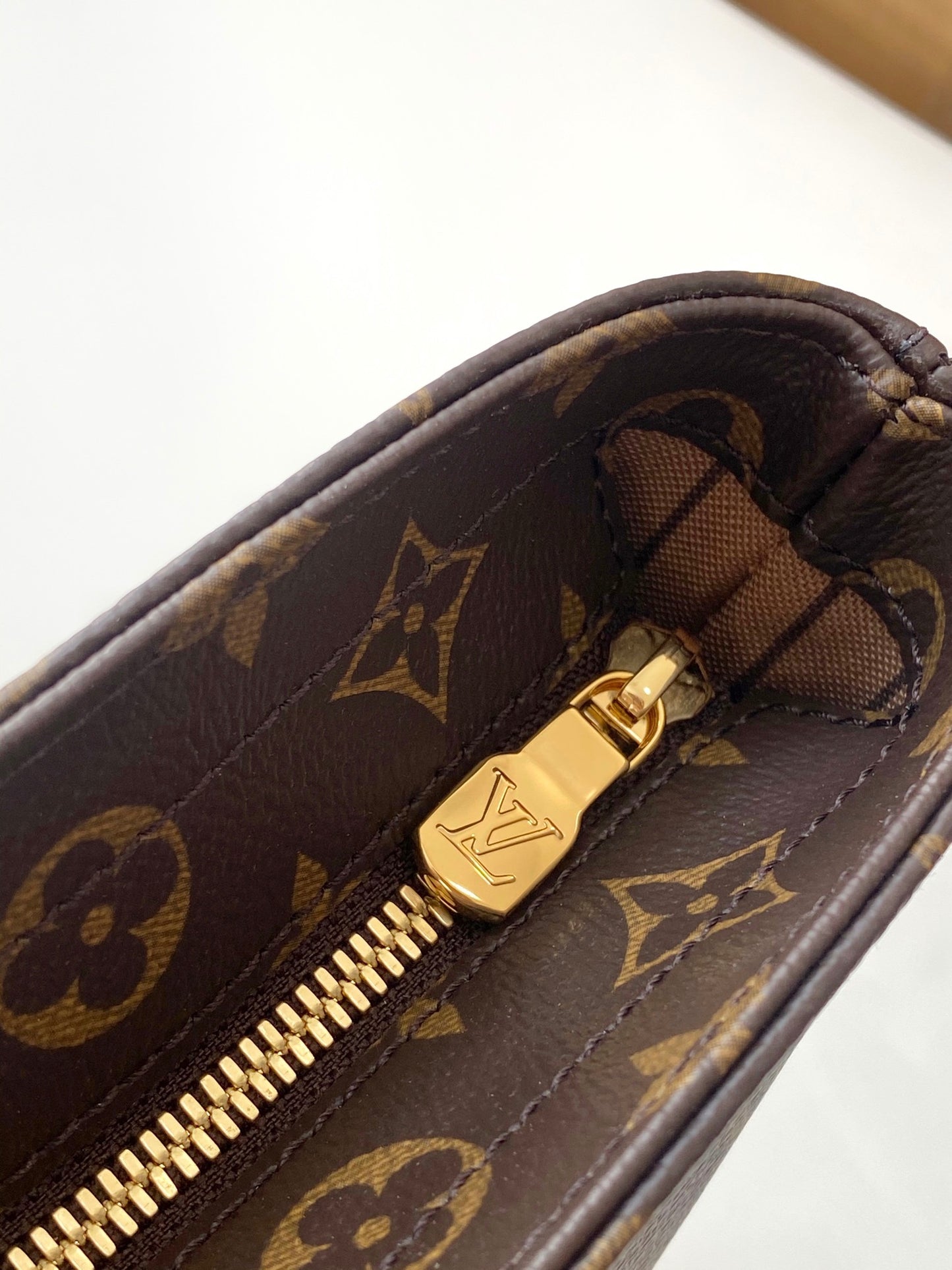 Louis Vuitton Classic Monogram Canvas Tote Bag with Leather Shoulder Straps