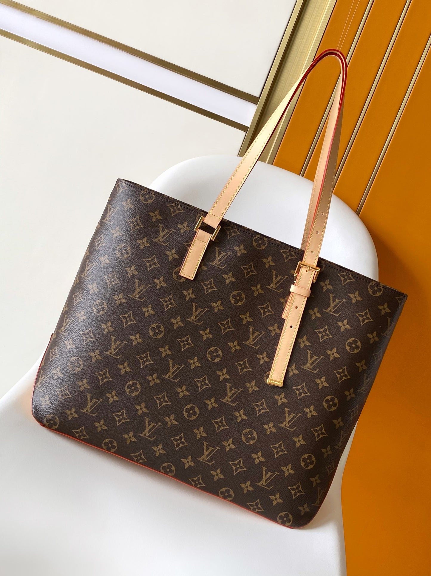 Louis Vuitton Classic Brown Monogram Pattern Canvas Tote Bag for Women