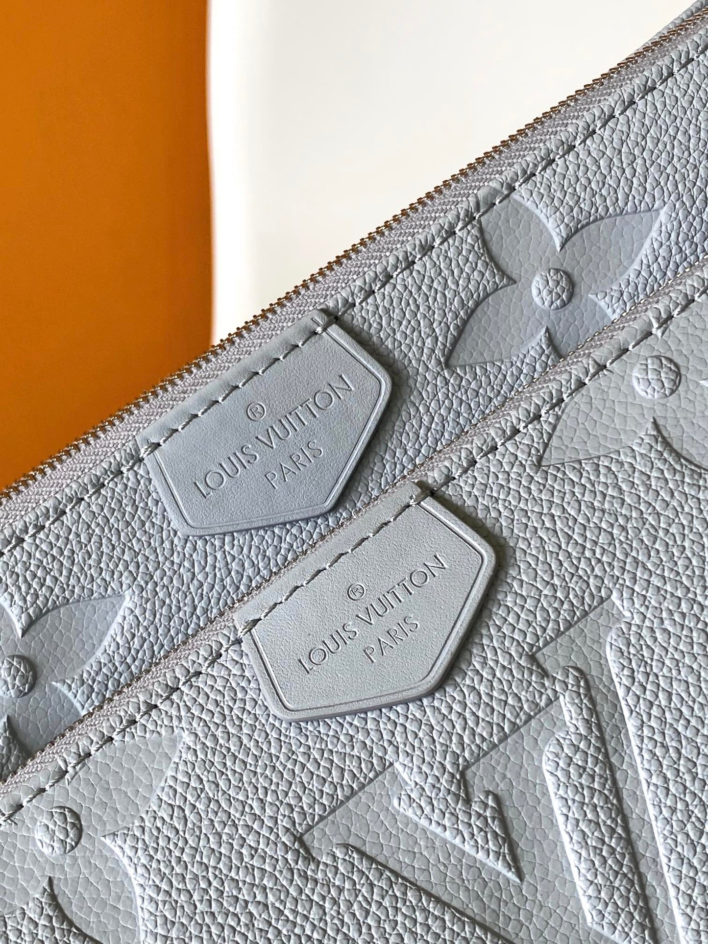 Louis Vuitton Light Blue Embossed Monogram Leather Crossbody Bag with Chain Strap