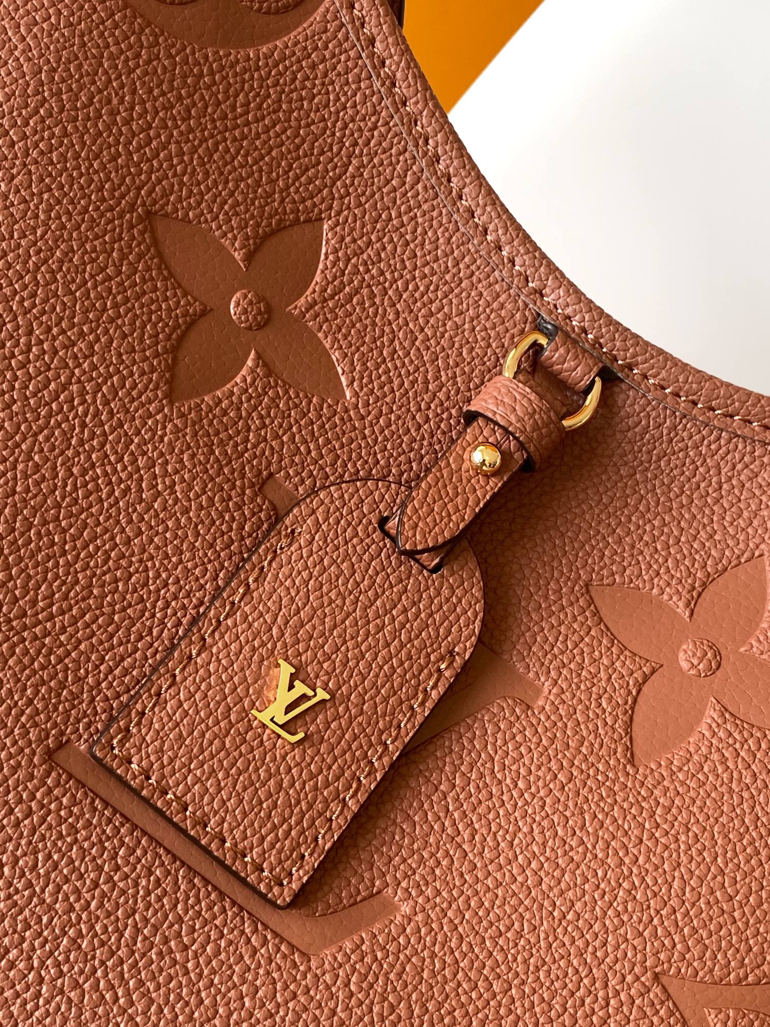 Louis Vuitton Classic Brown Embossed Leather Hobo Shoulder Bag