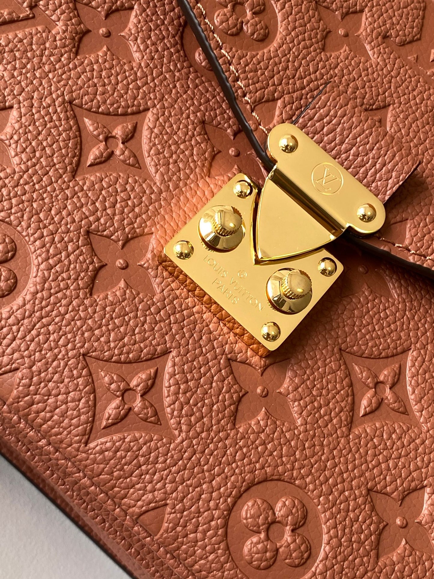 Louis Vuitton Brown Embossed Monogram Leather Crossbody Satchel Bag