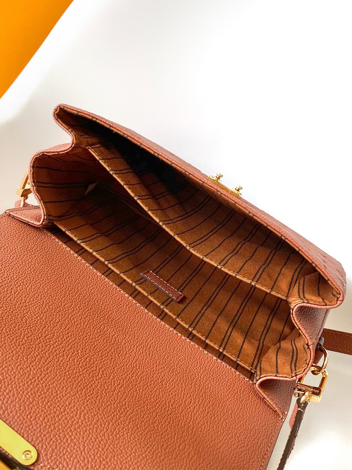 Louis Vuitton Brown Embossed Monogram Leather Crossbody Satchel Bag