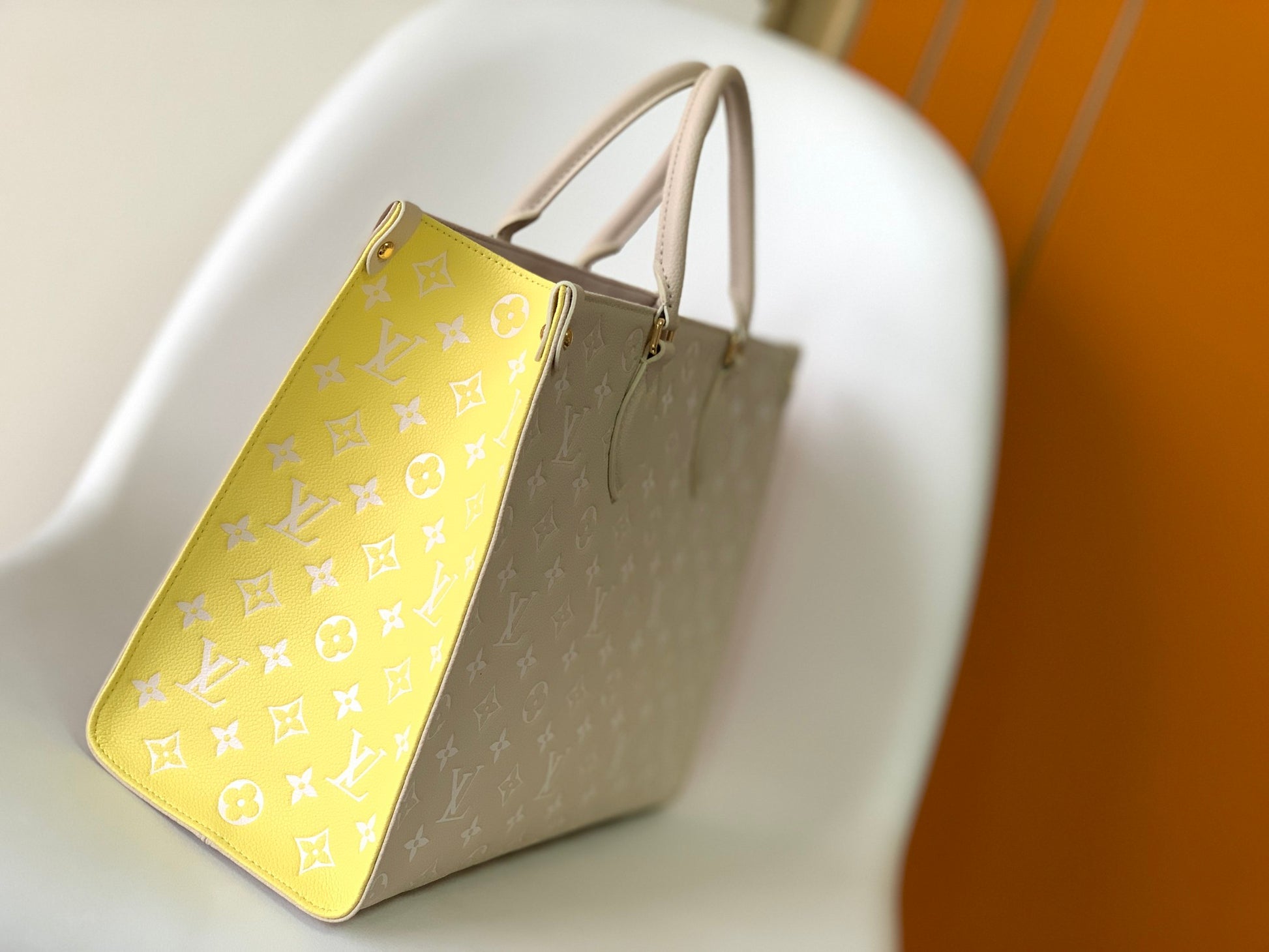Louis Vuitton Pastel Pink Embossed Monogram Leather Tote Bag with Top Handles