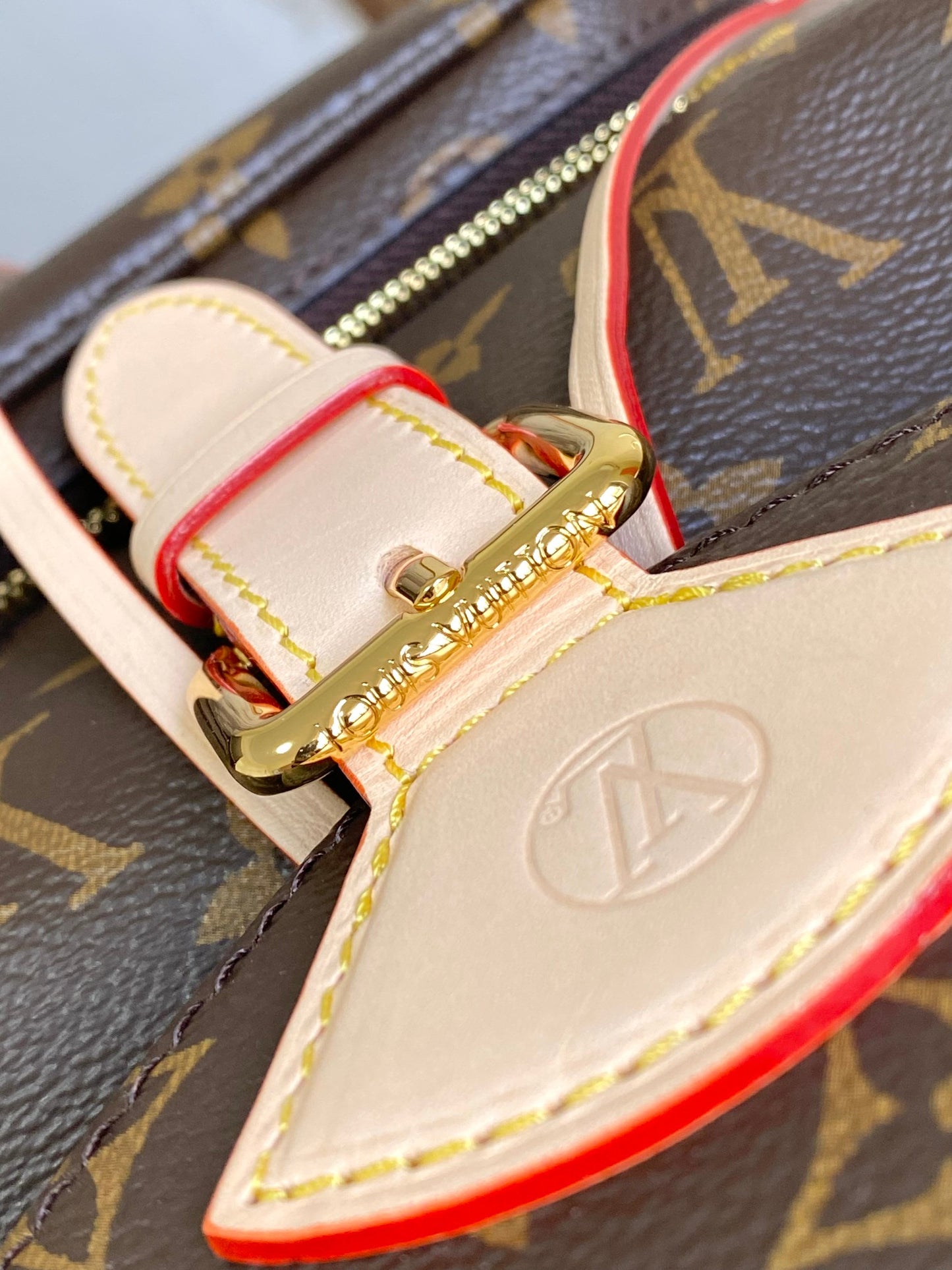 Louis Vuitton Classic Brown Monogram Drawstring Backpack with Leather Trim