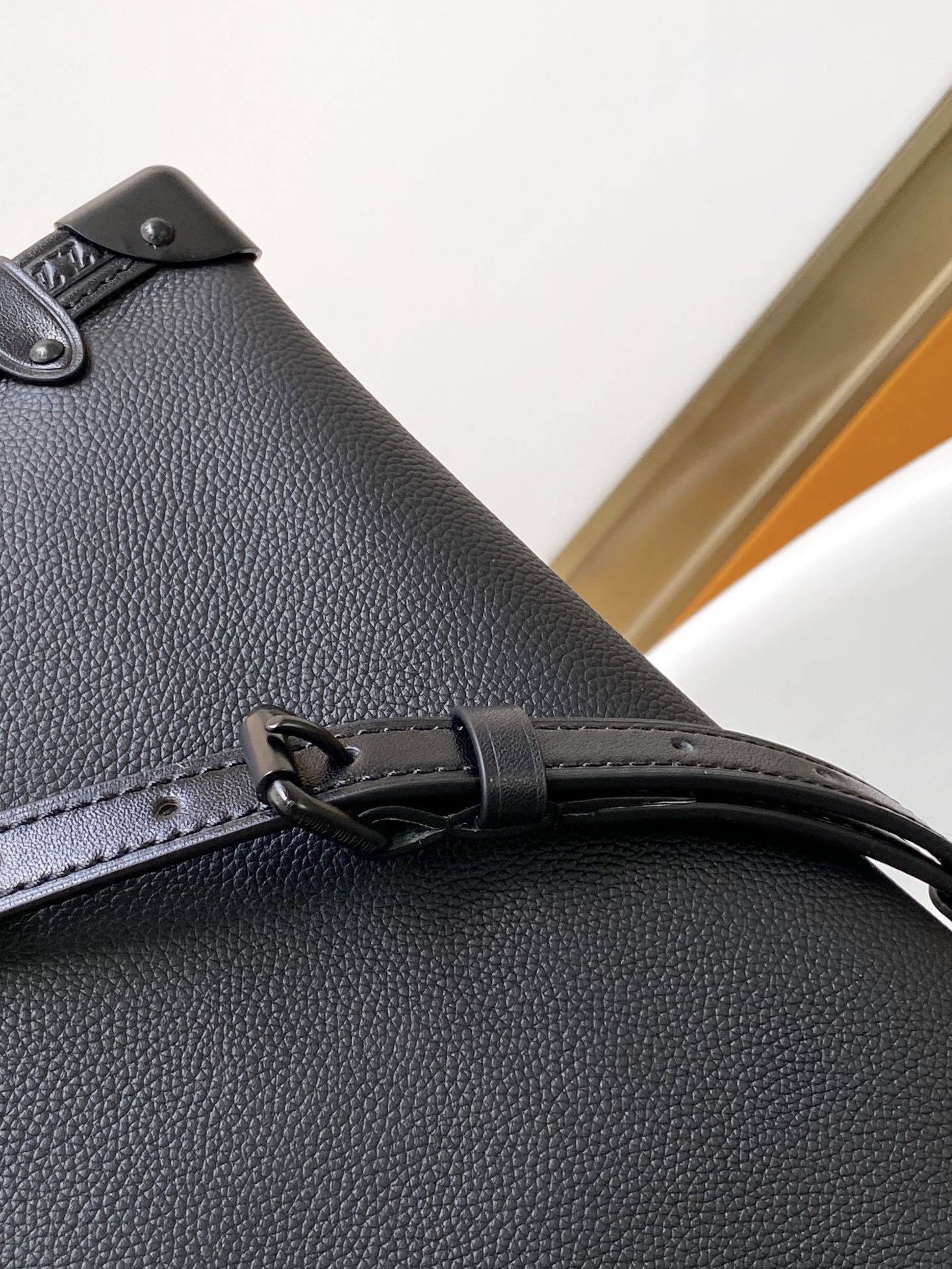 Louis Vuitton Elegant Black Underarm Shoulder Bag with Stud and Strap Details