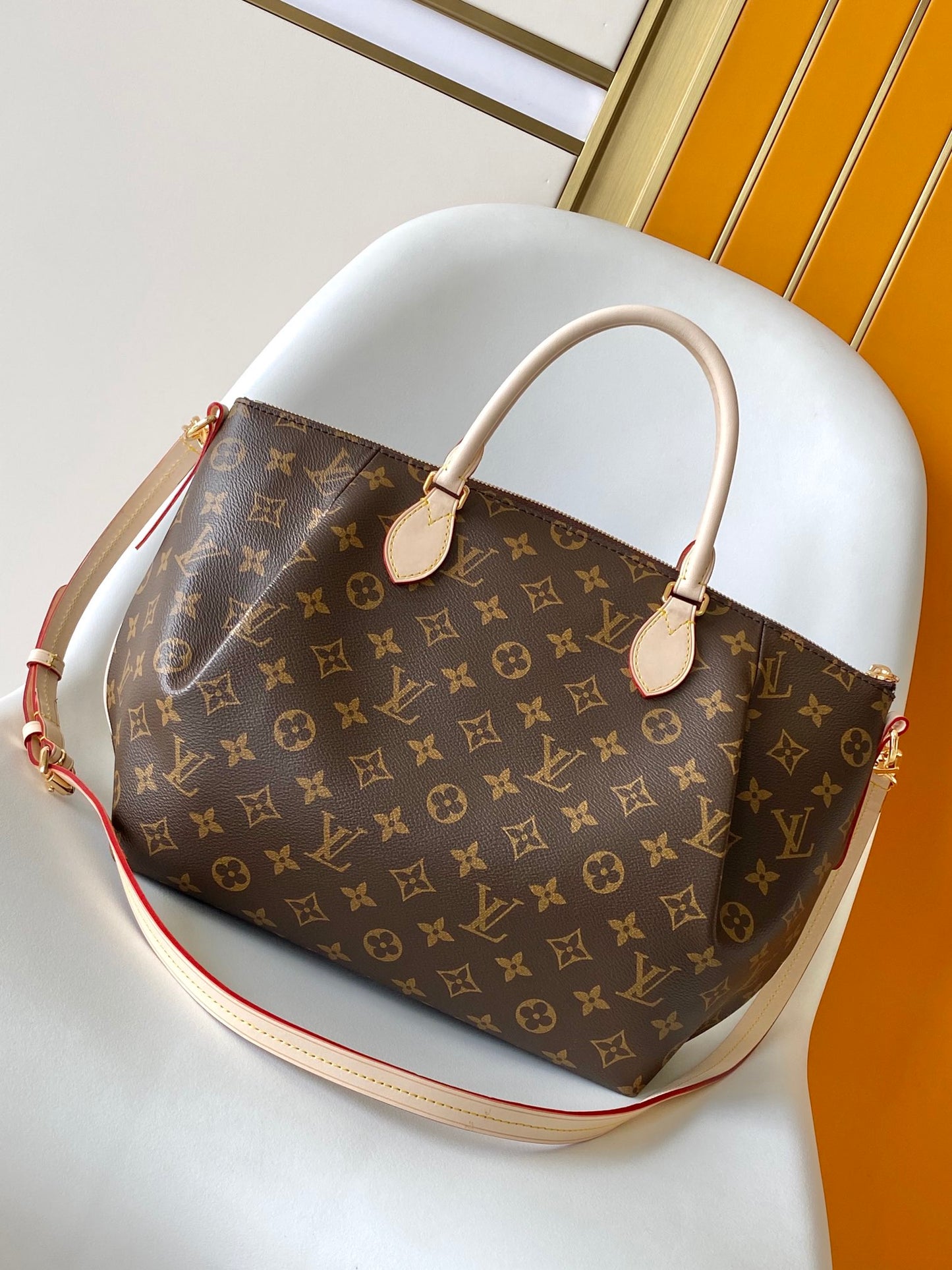 Louis Vuitton Classic Brown Monogram Canvas Shoulder Bag with Leather Handles