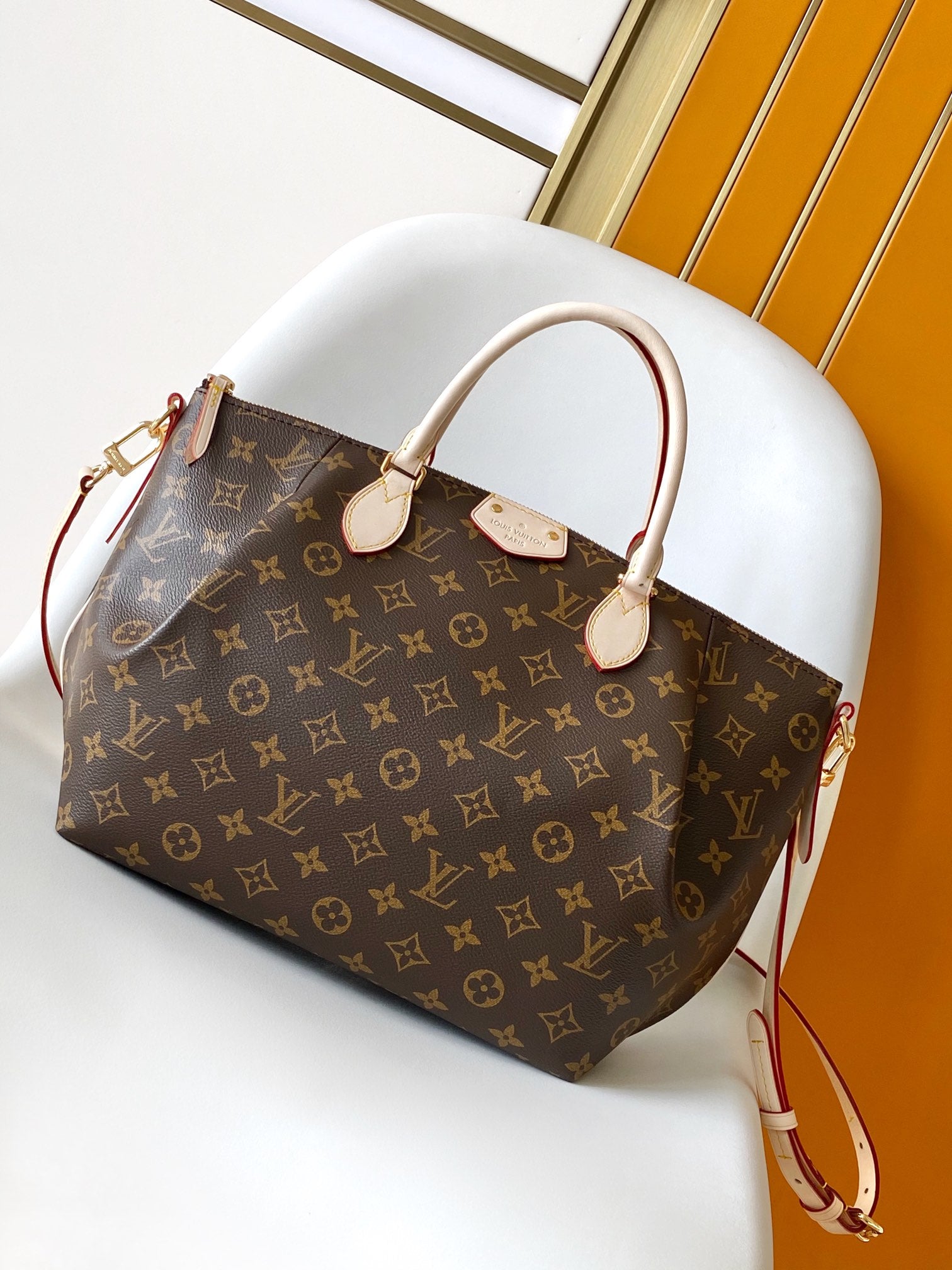 Louis Vuitton Classic Brown Monogram Canvas Shoulder Bag with Leather Handles