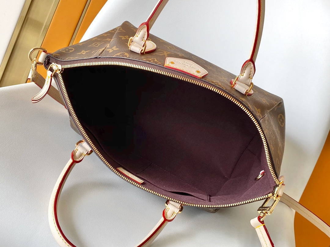 Louis Vuitton Classic Brown Monogram Canvas Shoulder Bag with Leather Handles