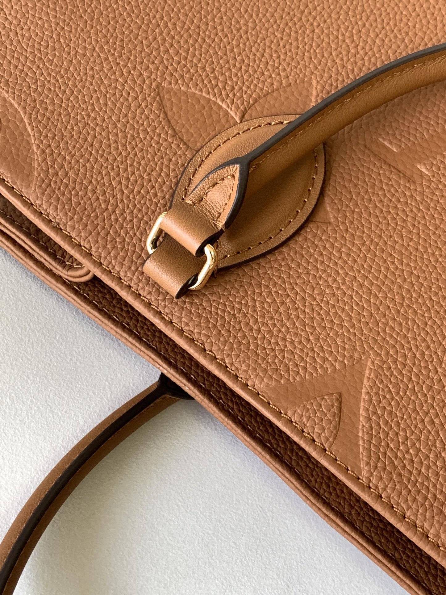 Louis Vuitton Brown Embossed Monogram Leather Tote Bag with Top Handles