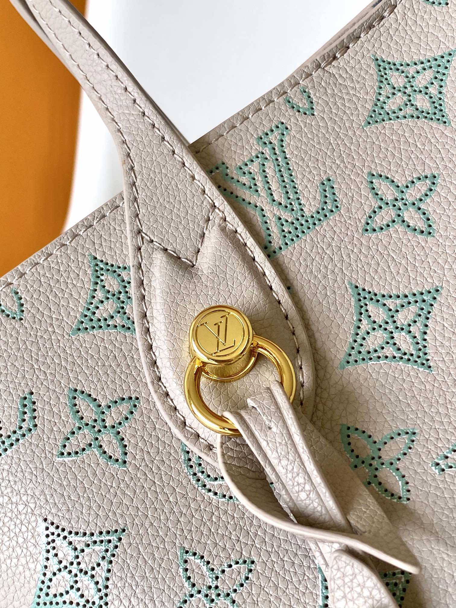 Louis Vuitton Elegant Light Pink Monogram Leather Tote Bag with Charm