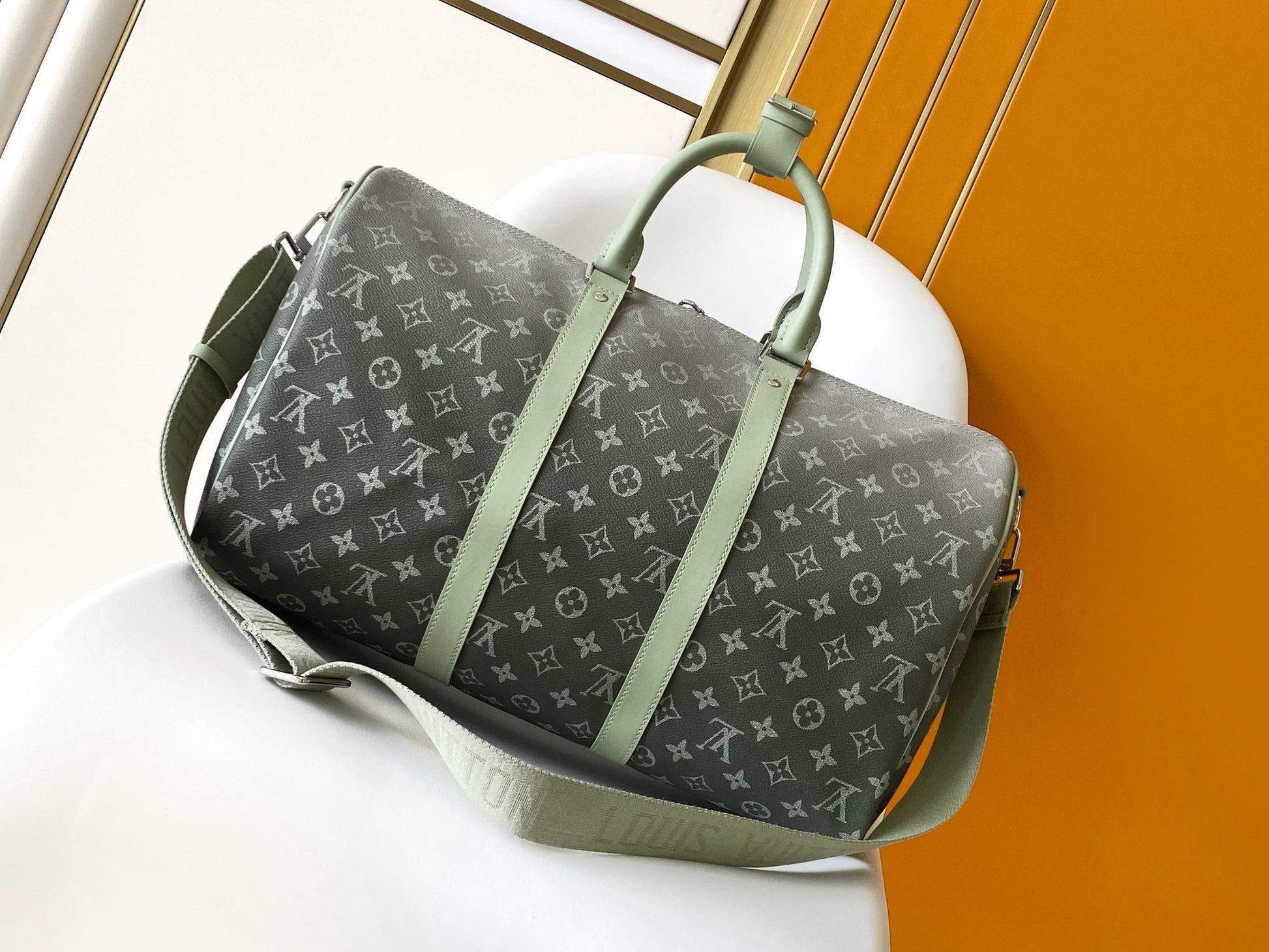Louis Vuitton Gradient Green Monogram Canvas Travel Duffle Weekender Bag