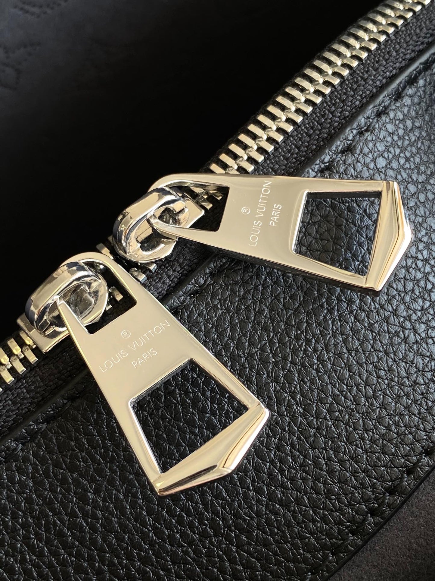 Louis Vuitton Classic Black Embossed Monogram Bucket Bag with Drawstring