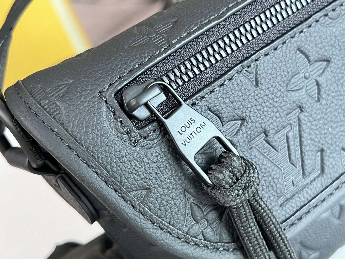Louis Vuitton Black Embossed Monogram Leather Crossbody Bag with Adjustable Strap