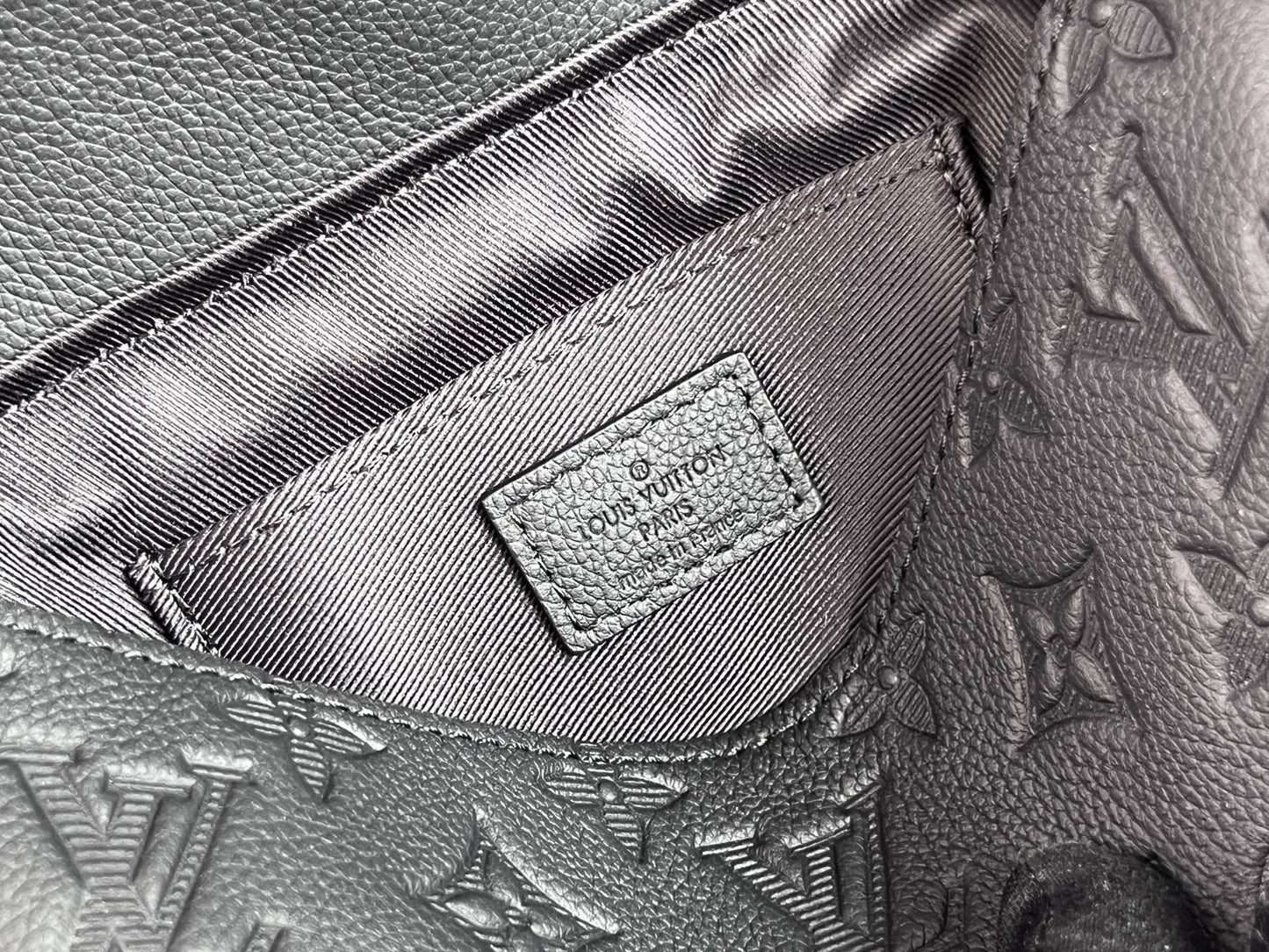 Louis Vuitton Black Embossed Monogram Leather Crossbody Bag with Adjustable Strap