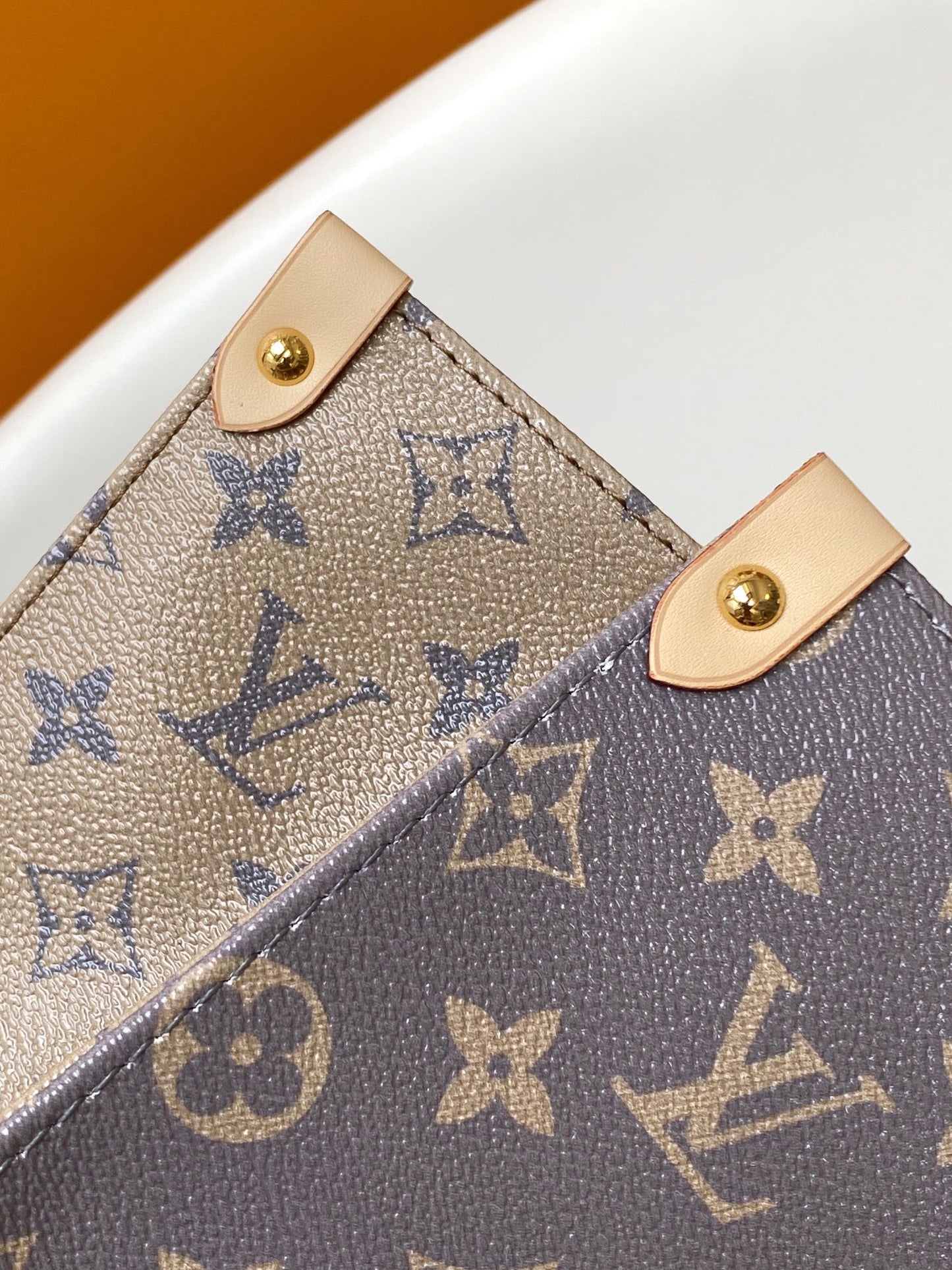 Louis Vuitton Classic Grey Monogram Canvas Tote Handbag with Leather Handles
