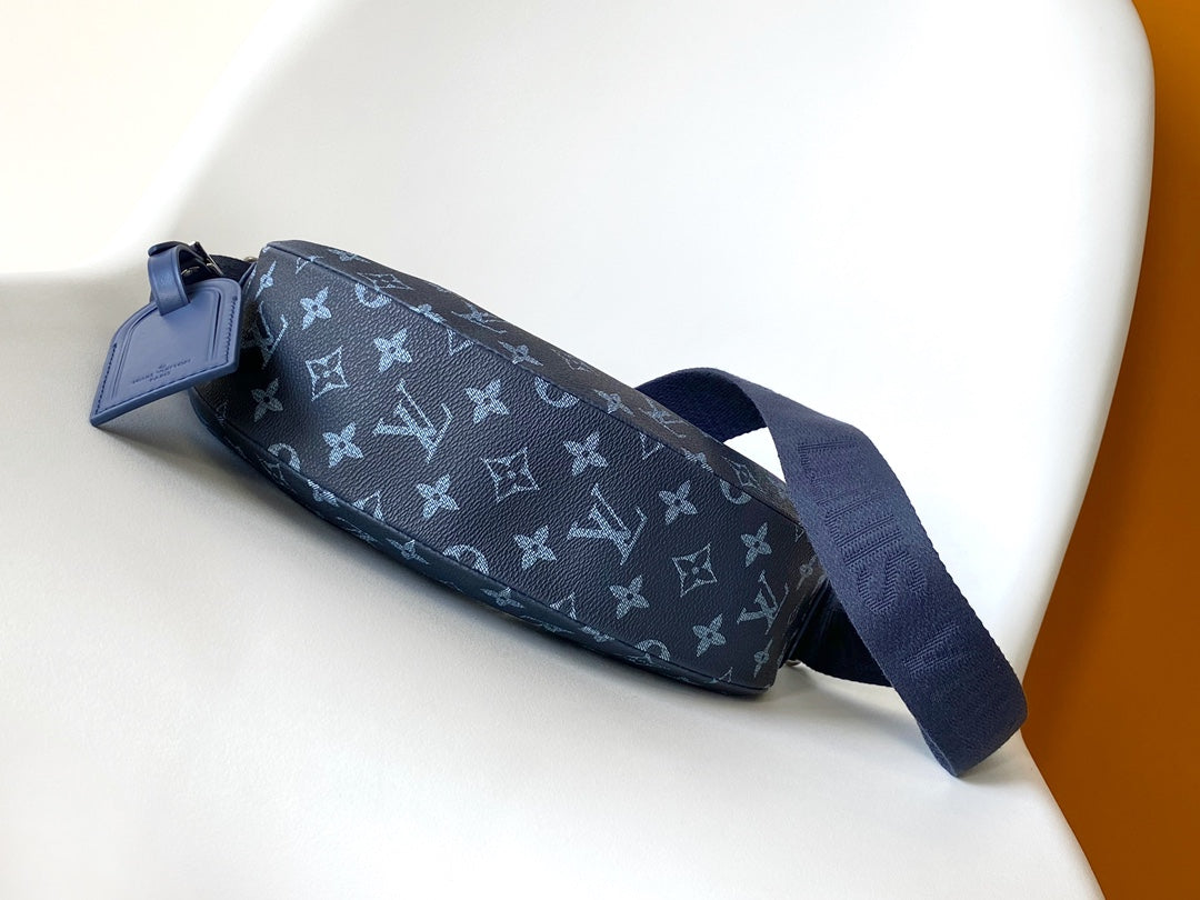Louis Vuitton Blue Monogram Crescent Crossbody Sling Bag with Strap