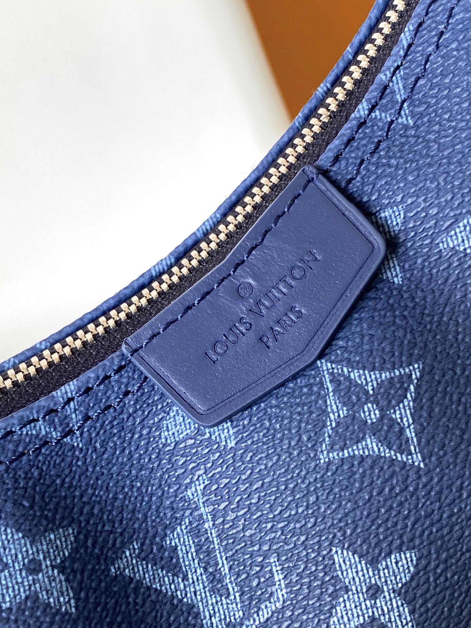 Louis Vuitton Blue Monogram Crescent Crossbody Sling Bag with Strap