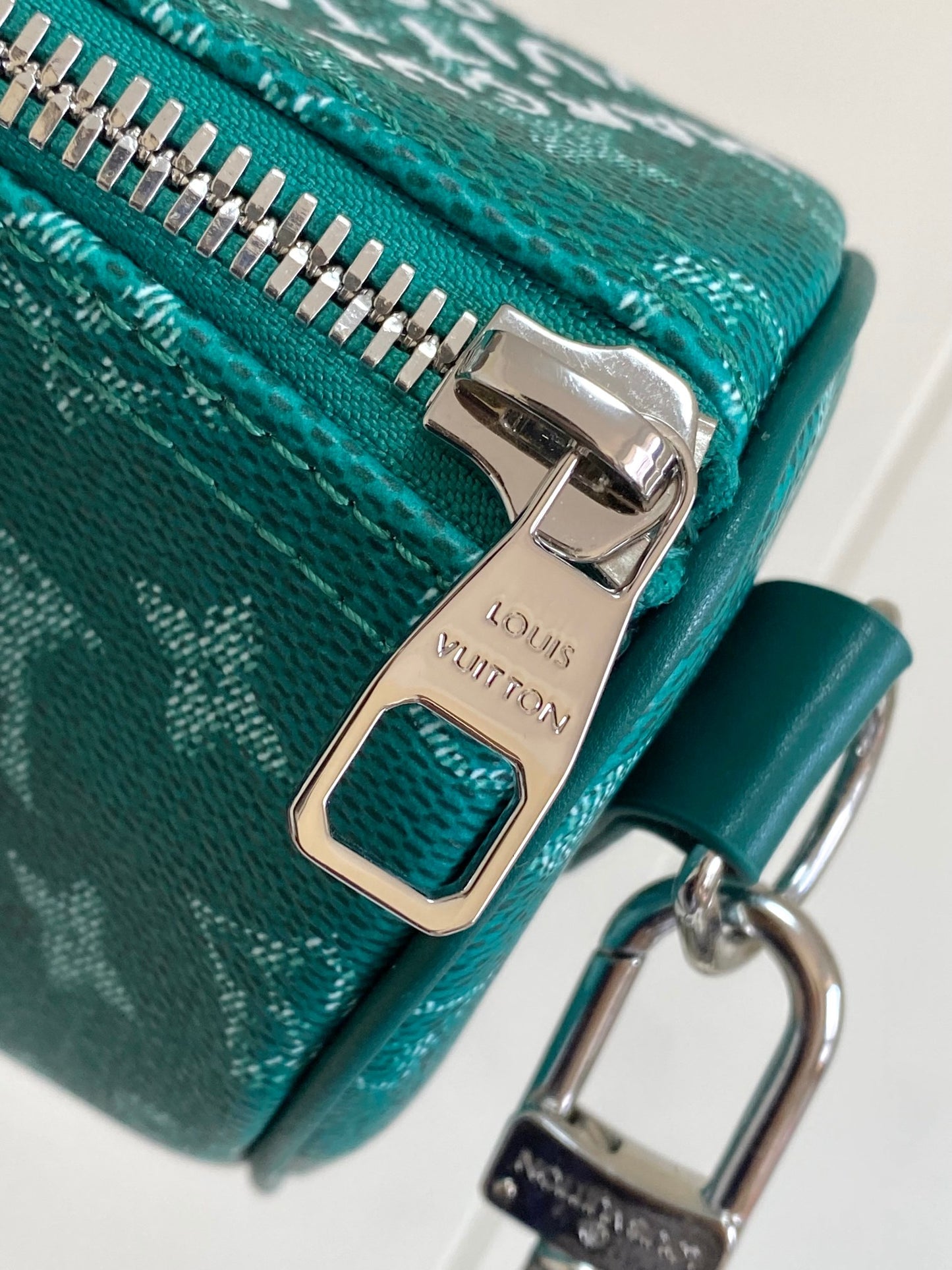 Louis Vuitton Luxury Green Monogram Mini Duffle Bag with Paw Print Charm